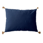 Paris Prix Coussin Déco Uni à Pompons  Panama  50x70cm Bleu Marine