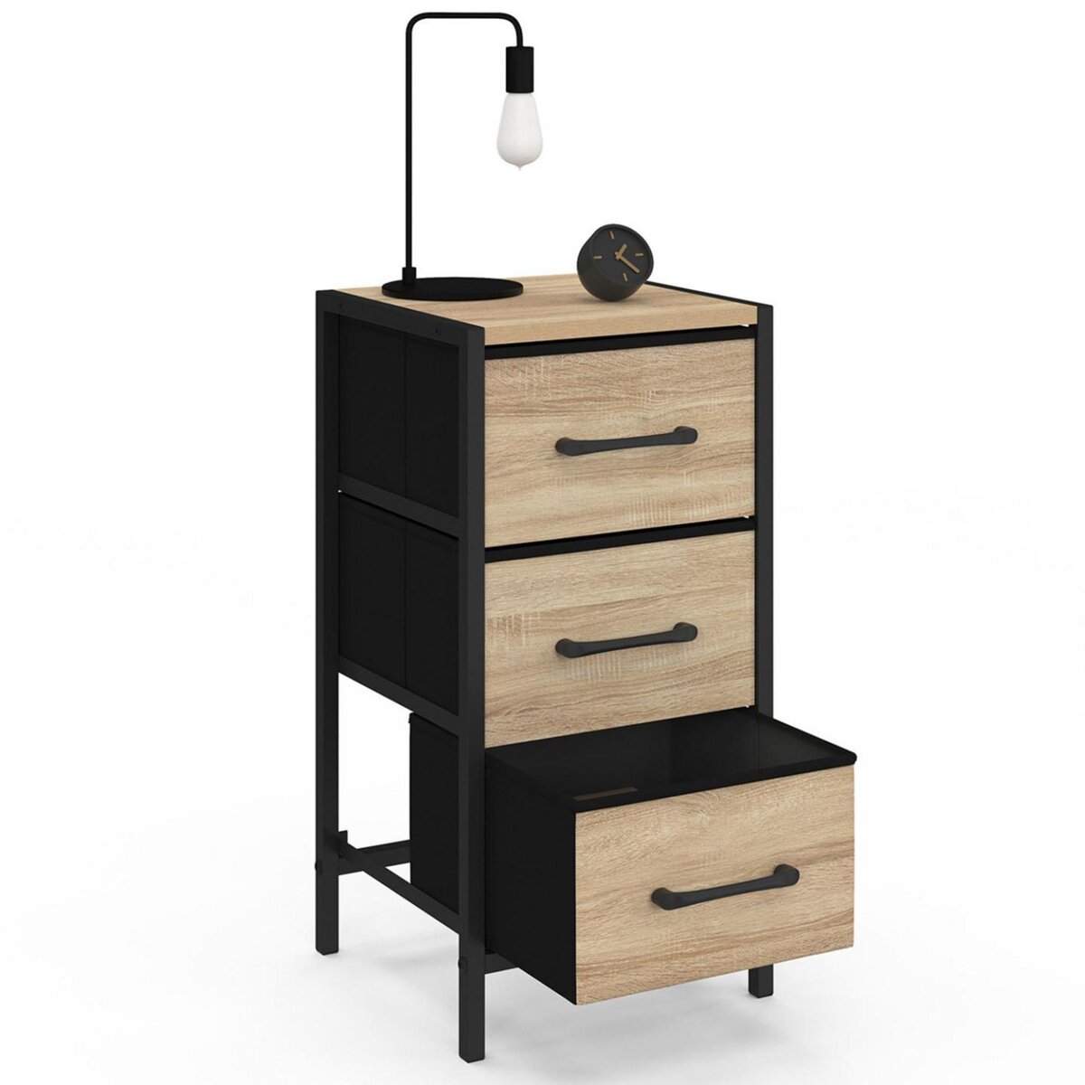 ID MARKET Lot de 2 tables de chevet UTAH 3 tiroirs