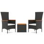 Voir la diapositive 2 : VIDAXL Ensemble de salon de jardin 3 pcs noir poly rotin et acacia