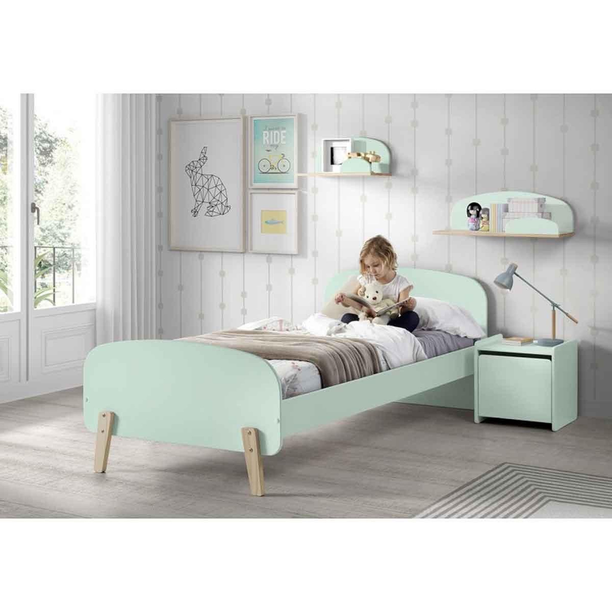 Voir la diapositive 2 : Paris Prix Étagère murale  kiddy  45cm vert menthe