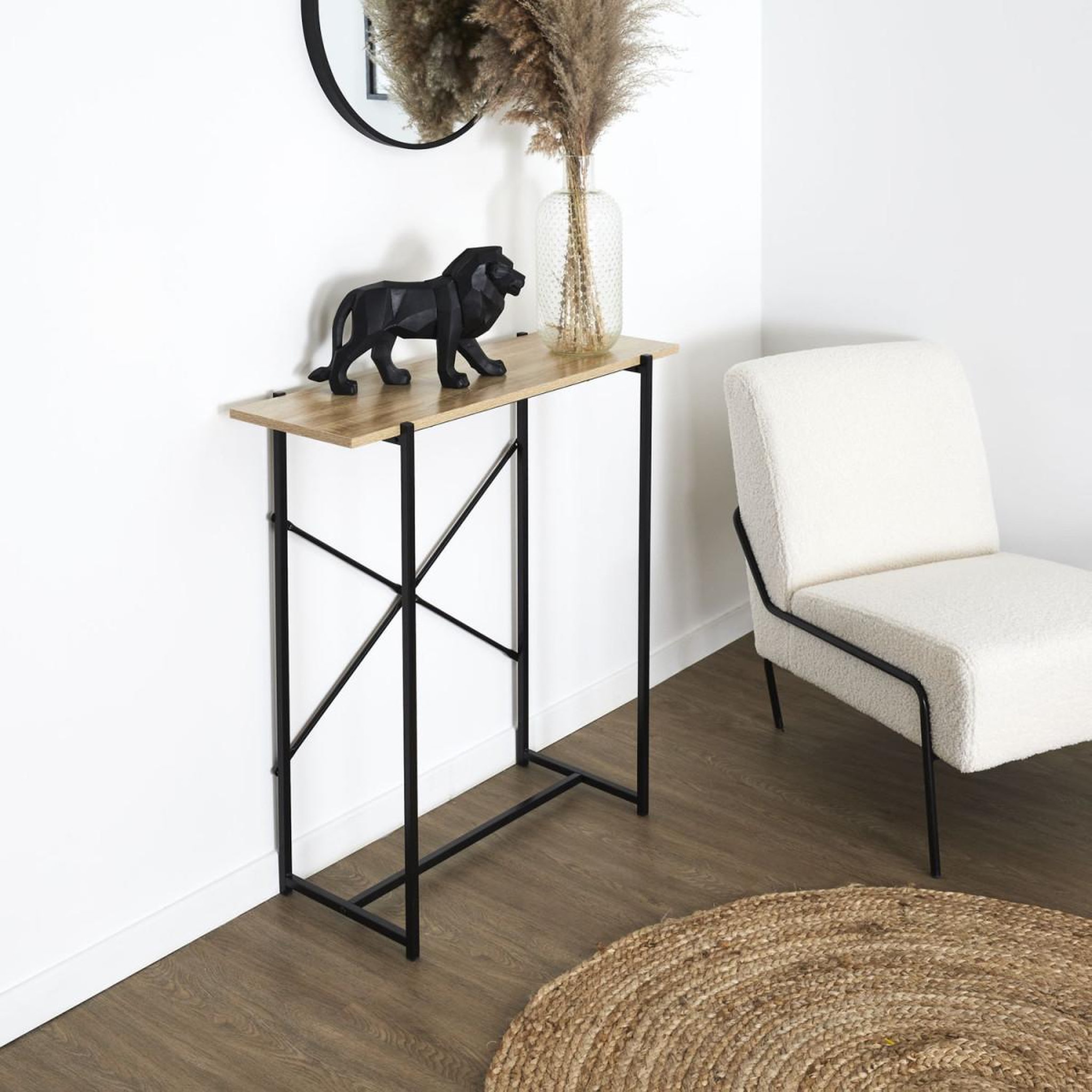 Voir la diapositive 5 : The Home Deco Factory Console Design  Loka  82cm Naturel