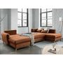 Voir la diapositive 3 : BEST MOBILIER Lagom - canapé d'angle panoramique - convertible - avec coffre - en tissu - 7 places - droit