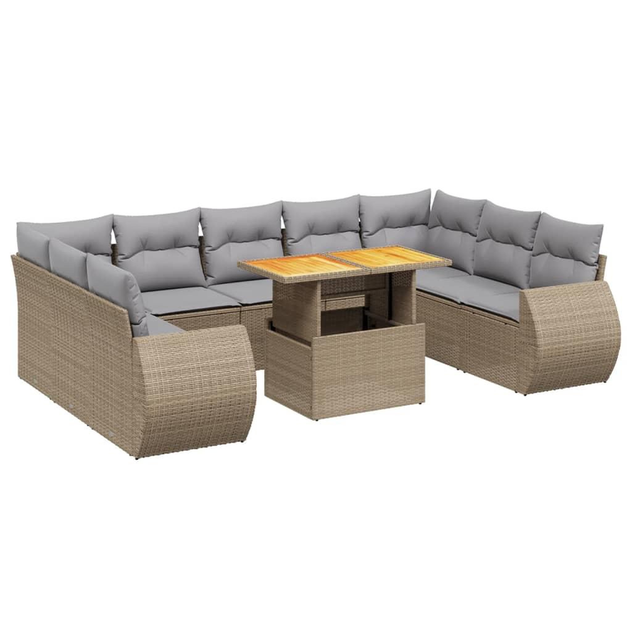 Voir la diapositive 2 : VIDAXL Salon de jardin avec coussins 10 pcs beige resine tressee