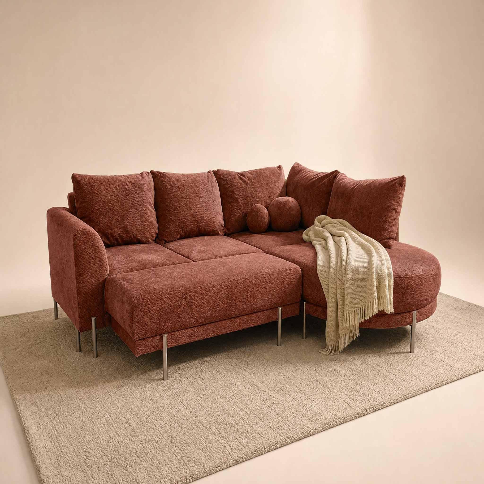 Voir la diapositive 2 : BEST MOBILIER Gabin - pouf en velours texturé