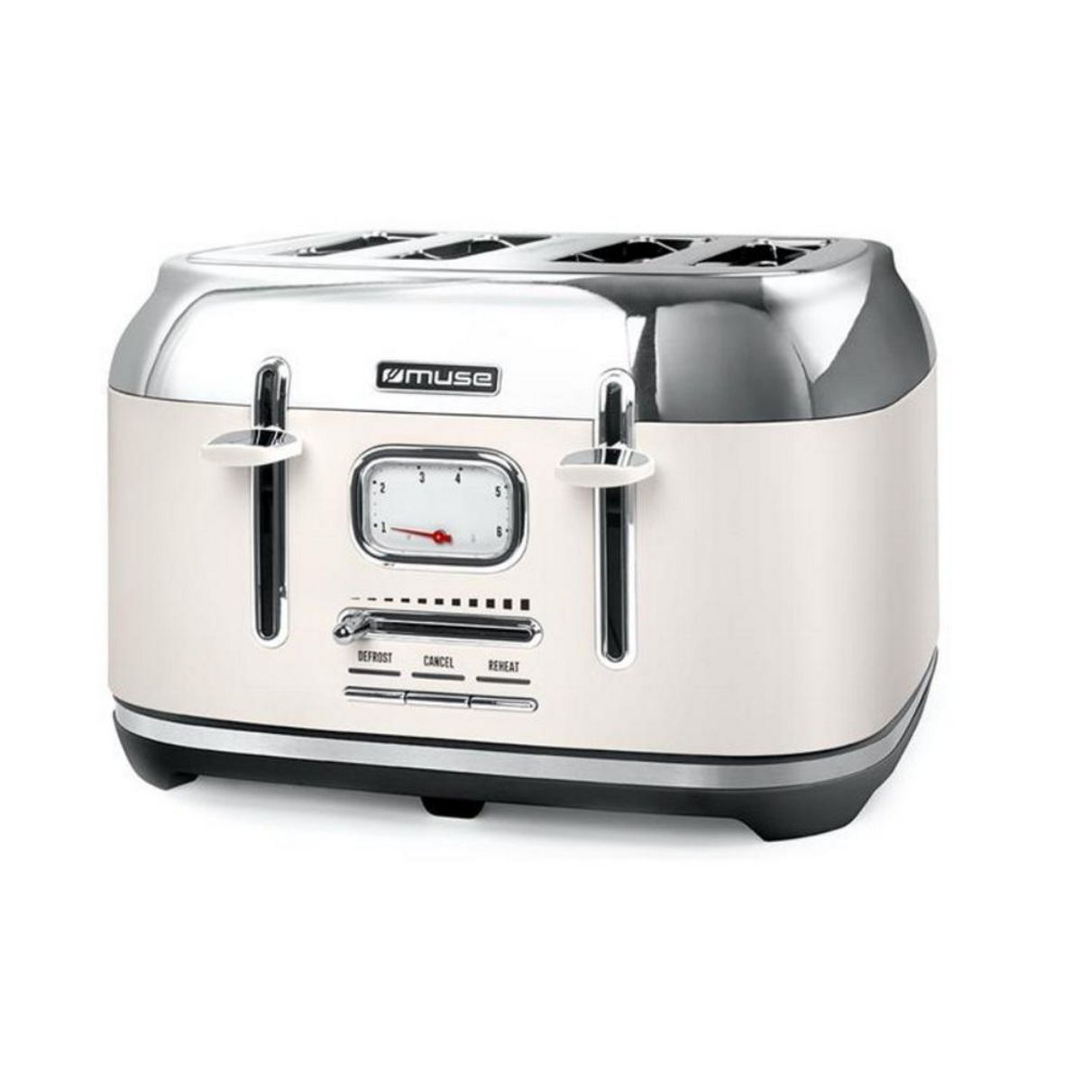 Muse Grille-pains 4 fentes 1800w crème/inox - MS131SC