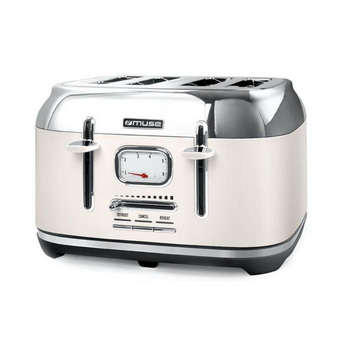 Muse Grille-pains 4 fentes 1800w crème/inox - MS131SC