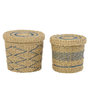 Voir la diapositive 3 : Paris Prix Lot de 2 Paniers de Rangement  Seann  32cm Naturel & Bleu