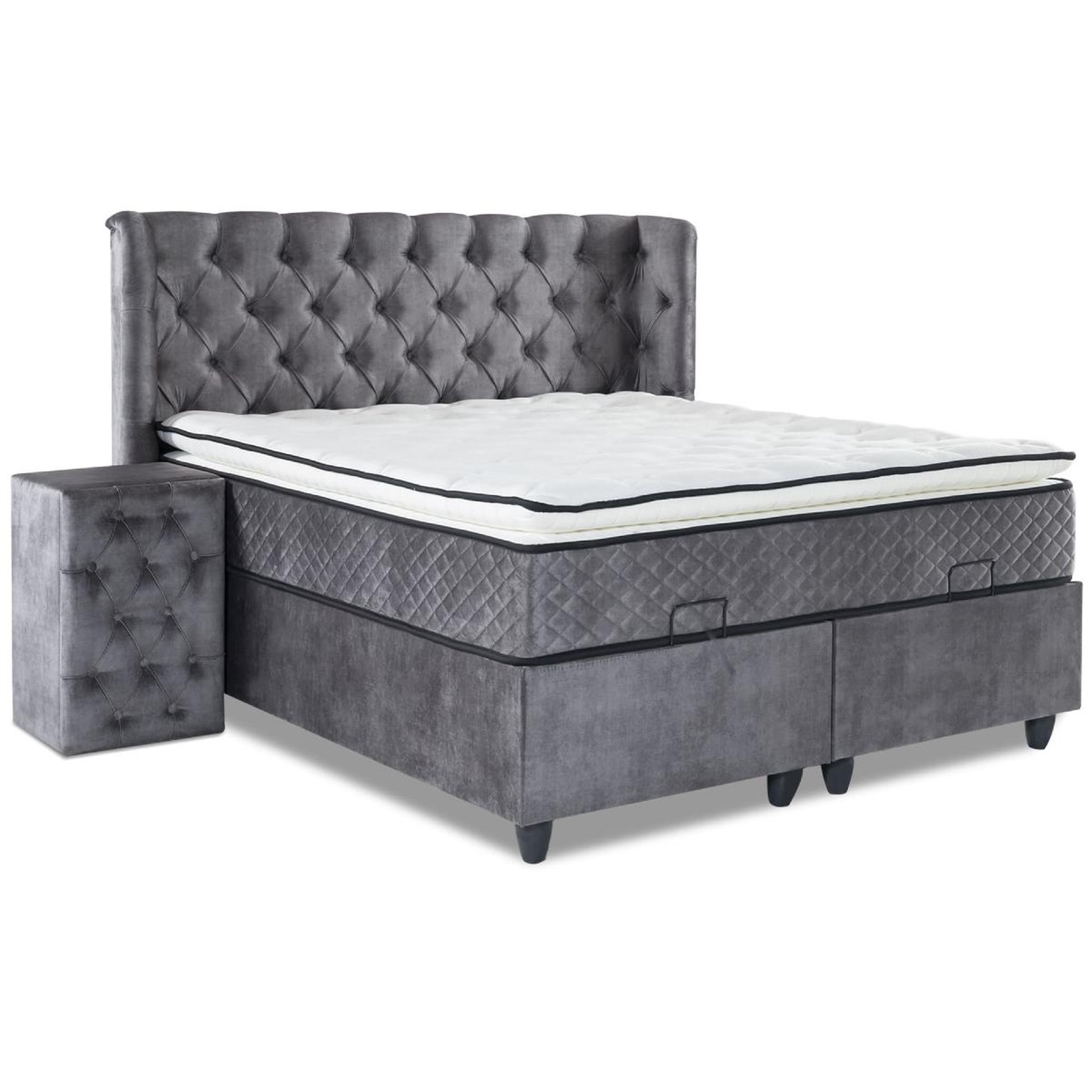 JLC KREATION Lit coffre complet capitonné 180cm + matelas + surmatelas luxy