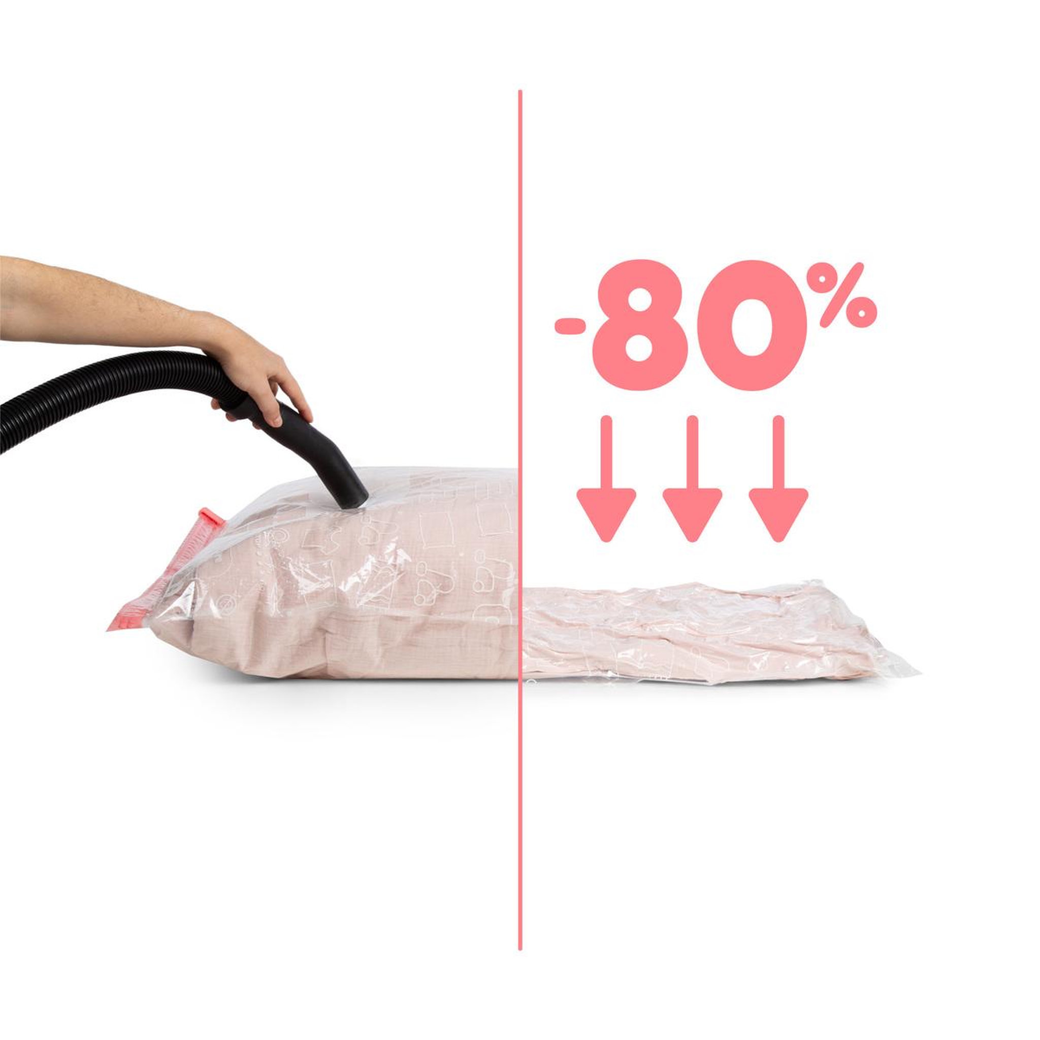 Voir la diapositive 2 : Compactor Sac de rangement sous-vide taille l – 80 x 100 cm – capacité couette 2 personnes