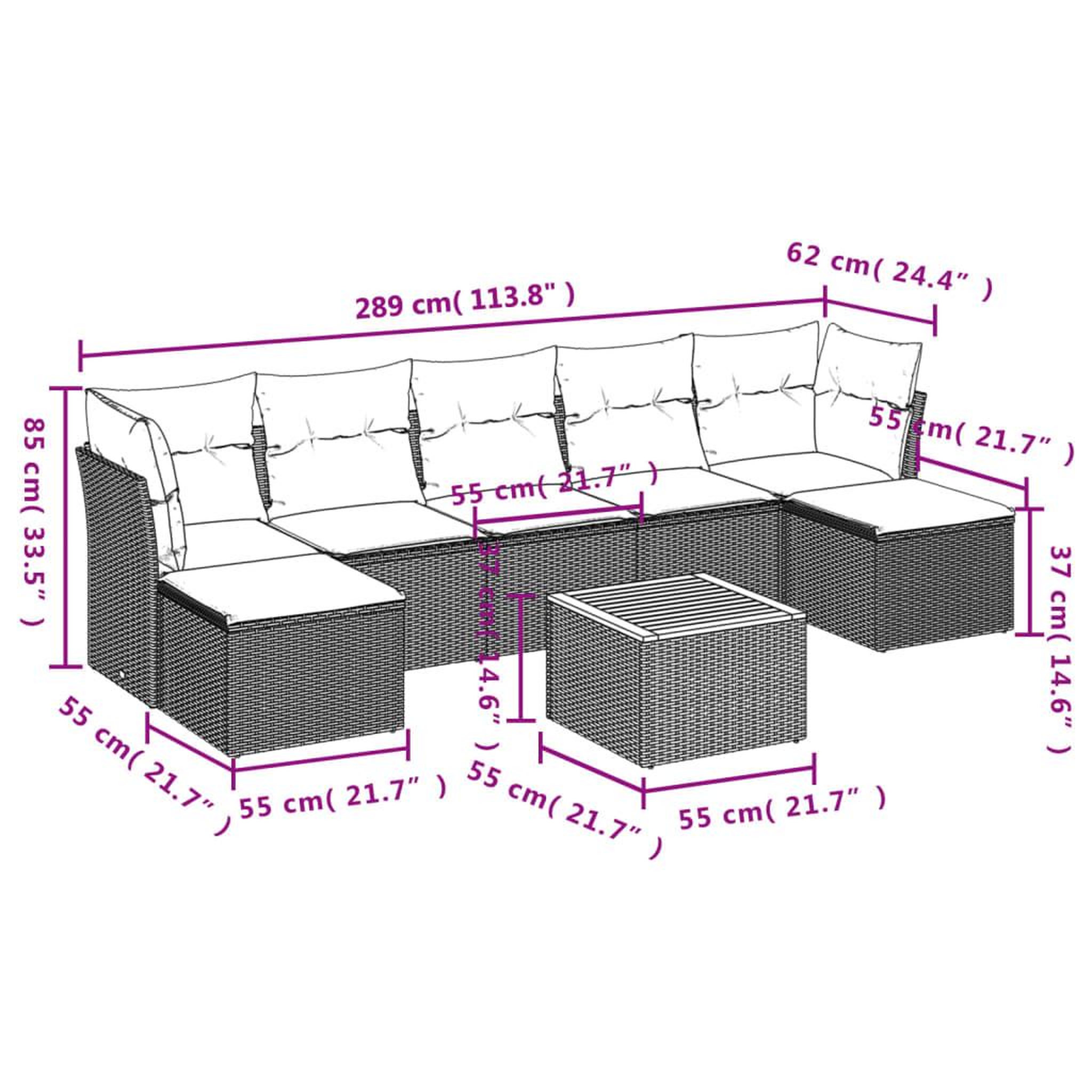 Voir la diapositive 6 : VIDAXL Salon de jardin avec coussins 8pcs melange beige resine tressee