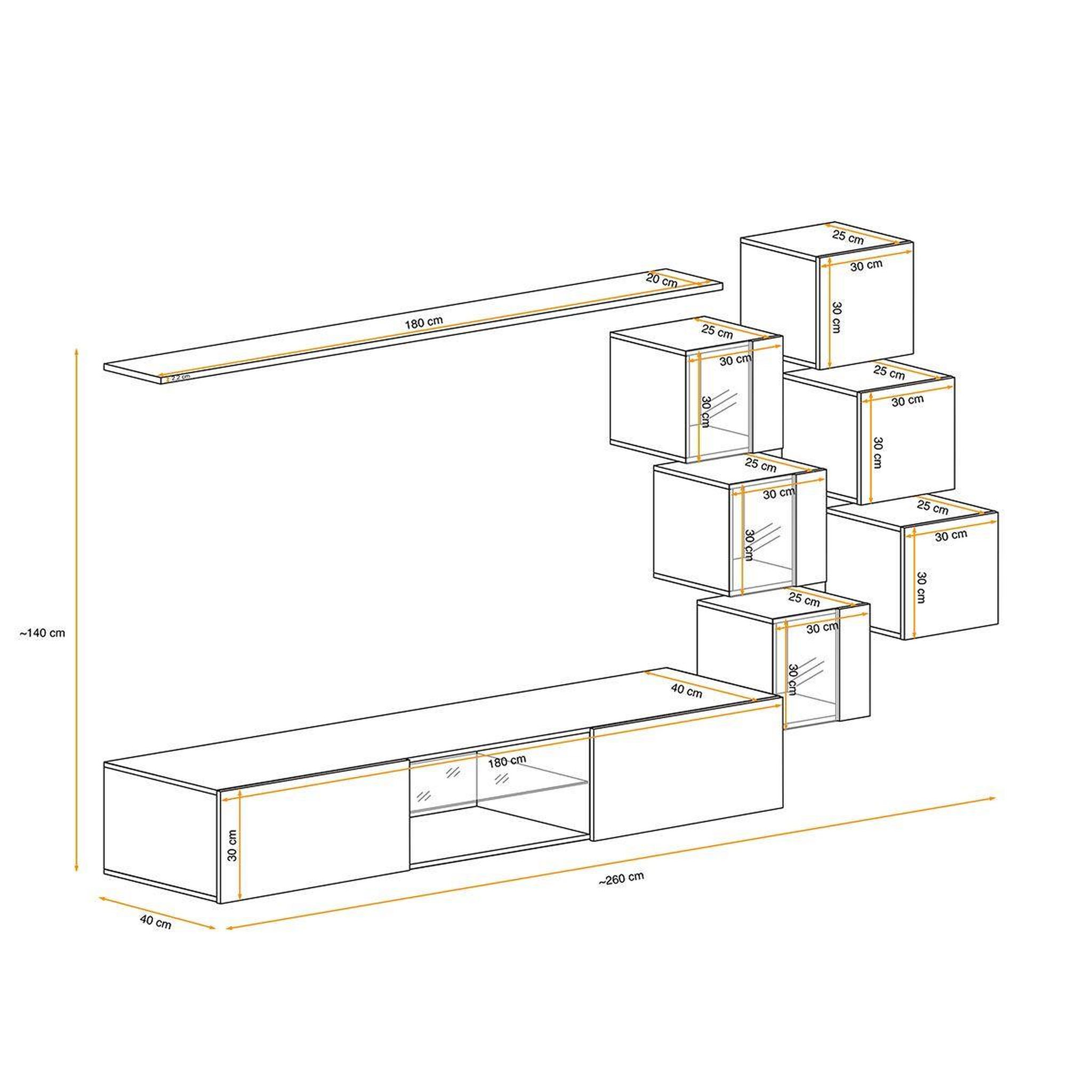 Voir la diapositive 3 : Paris Prix Ensemble meuble tv  switch xxi  260cm noir & naturel