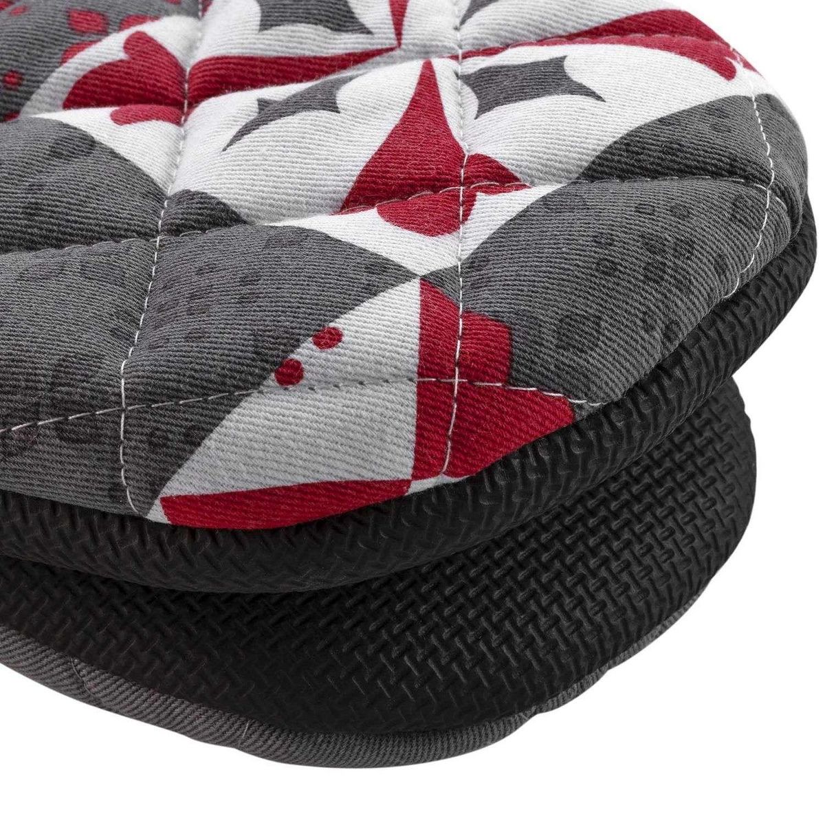 Douceur d'Intérieur Ensemble gant et manique Crédence - Rouge et Gris