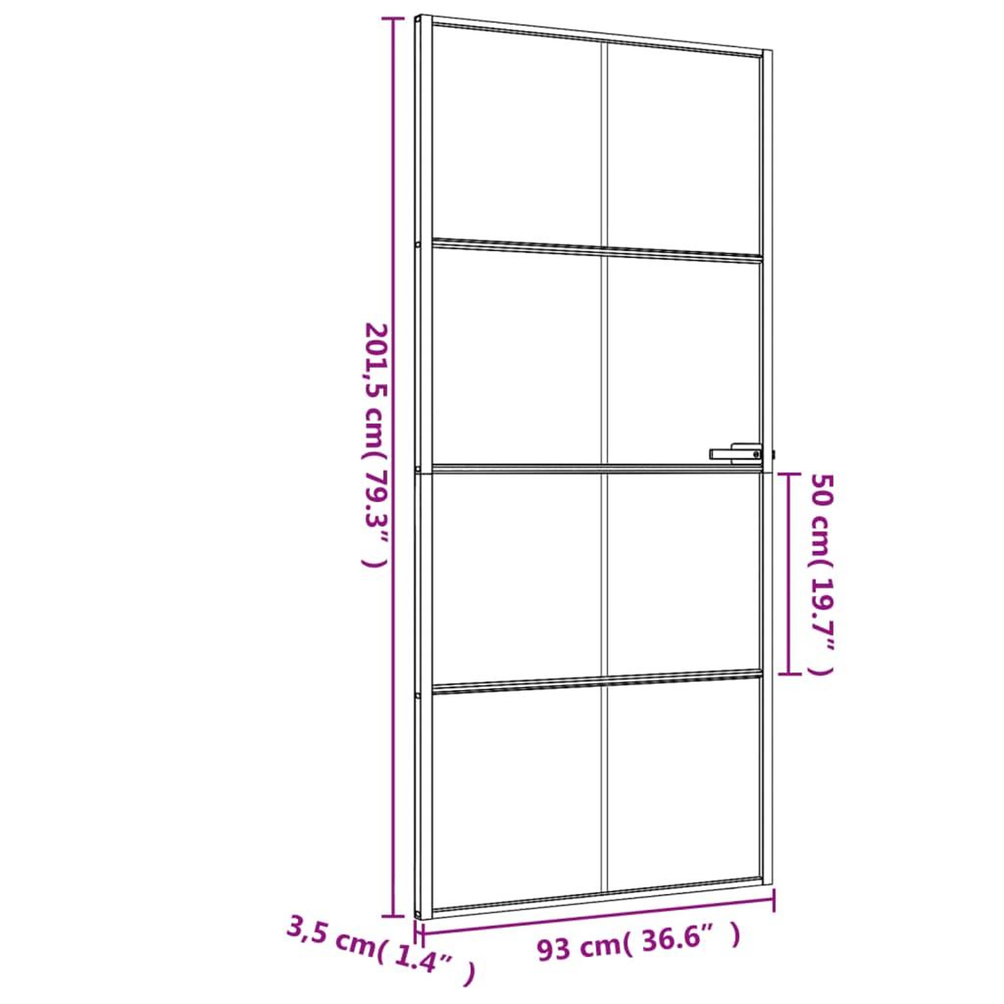 Voir la diapositive 6 : VIDAXL Porte interieure mince noir 93x201,5 cm verre trempe aluminium