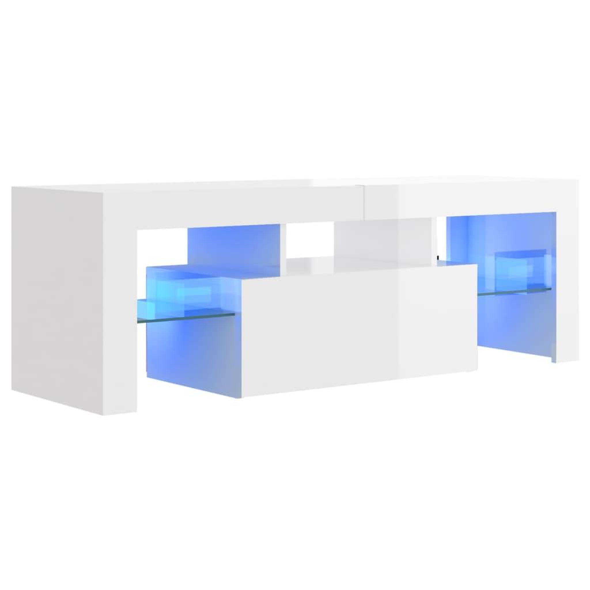 Voir la diapositive 2 : VIDAXL Meuble TV avec lumieres LED blanc brillant 120x35x40 cm