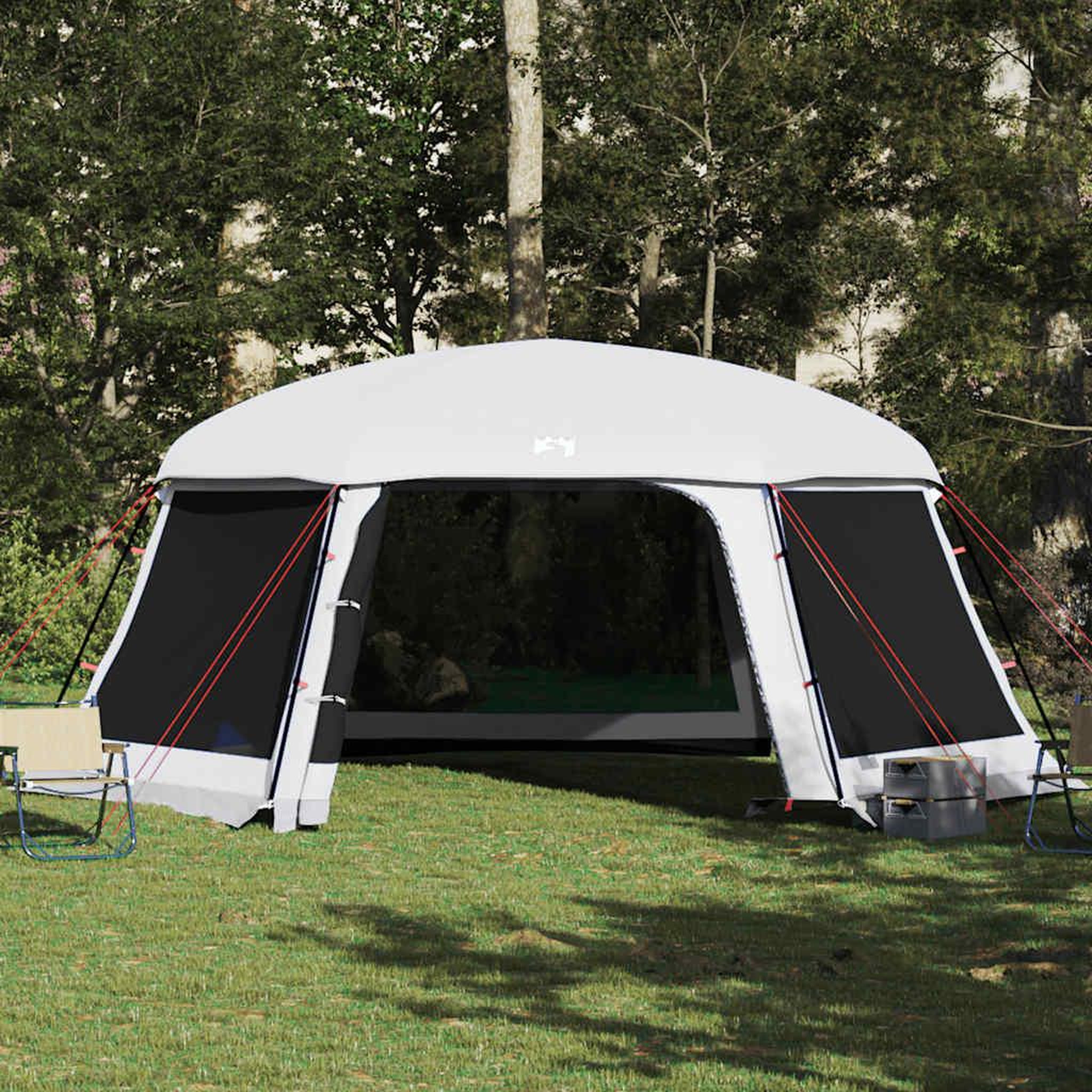 Voir la diapositive 4 : VIDAXL Tente piscine toit amovible parois maille gris 618x532 cm