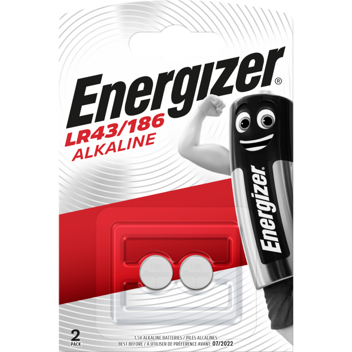 Energizer Lot de 2 piles alcaline lr43/d18ga/v12ga, V, ENERGIZER