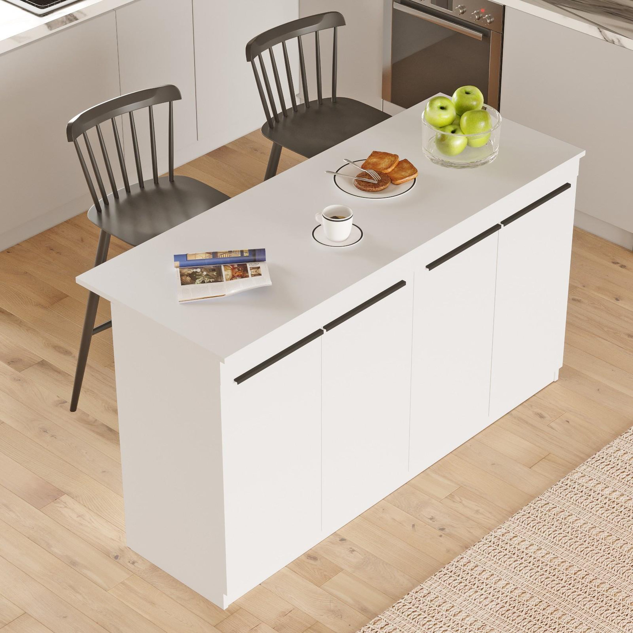 Voir la diapositive 4 : Habitat et Jardin Table de cuisine en bois  lark  - 160 x 60 x 90 cm - blanc