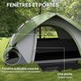 Voir la diapositive 6 : OUTSUNNY Tente de camping 2 personnes dôme étanchéité 3000 mm tapis de sol sac transport vert gris