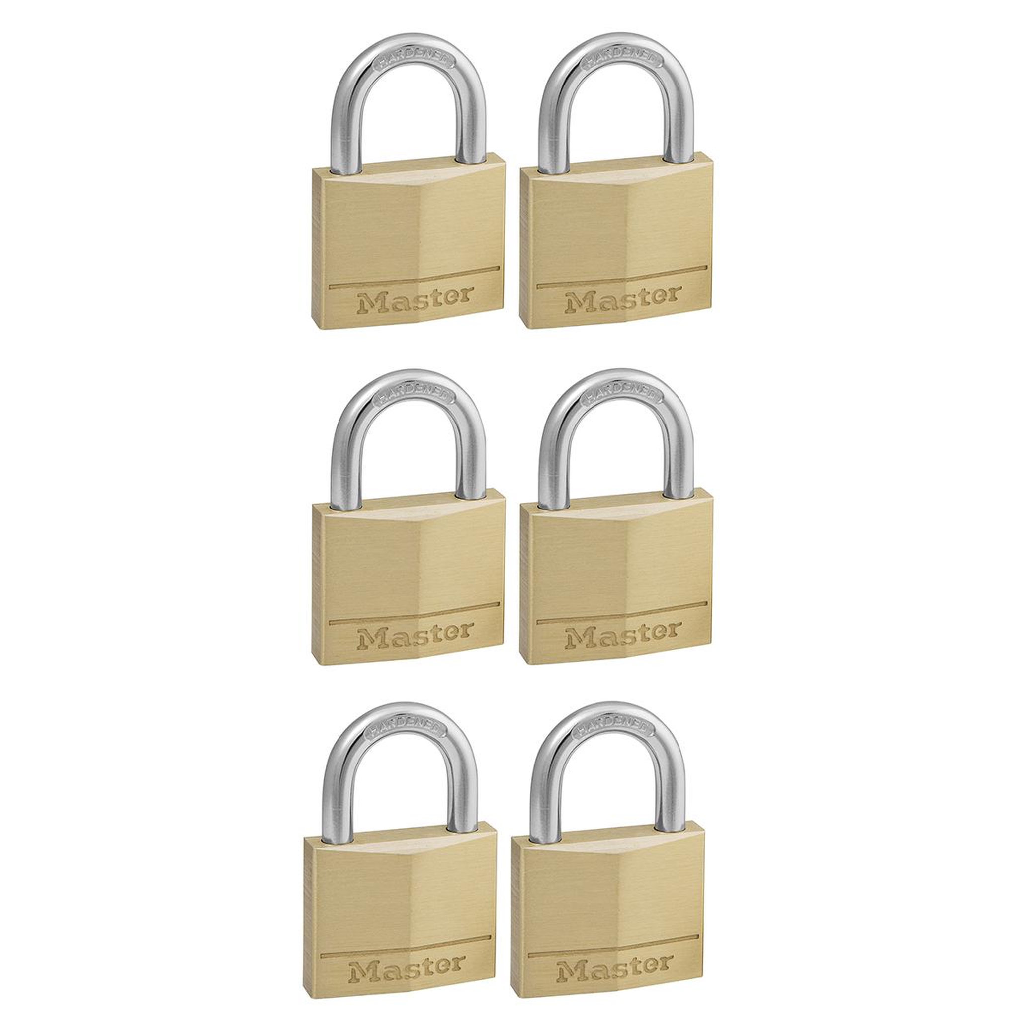 Master lock 140eursix lot de 6 cadenas à clé en laiton, doré, 6 x 4 x 1,3 cm