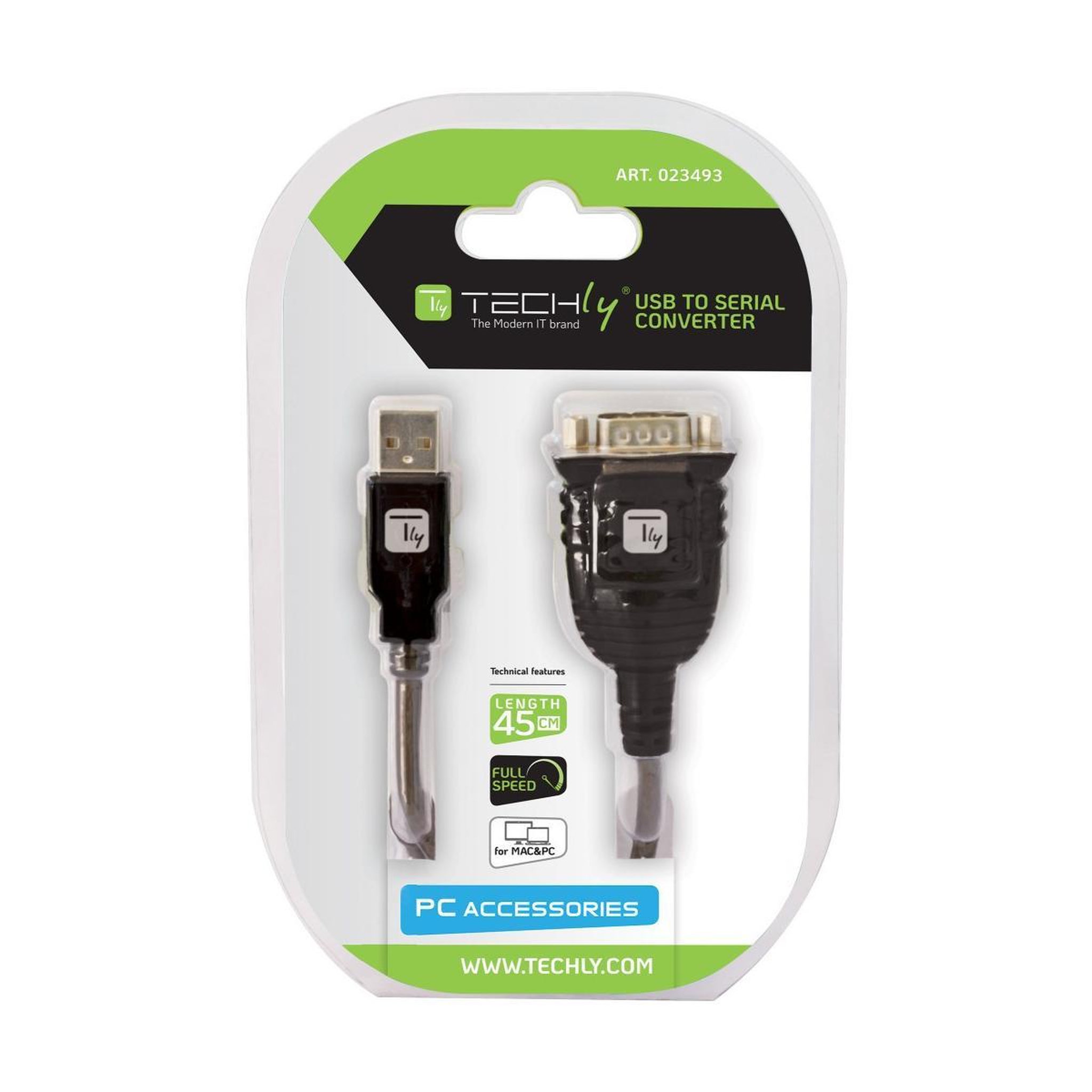 Voir la diapositive 3 : TECHLY Techly IDATA USB-SER-2T câble Série Transparent 0,45 m USB Type-A DB-9