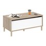 Voir la diapositive 5 : PARISOT Table basse - Rectangulaire - Décor blanc / Chene - Dessus relevable - 4 pieds - 100,8 x 43,6 x 50 cm
