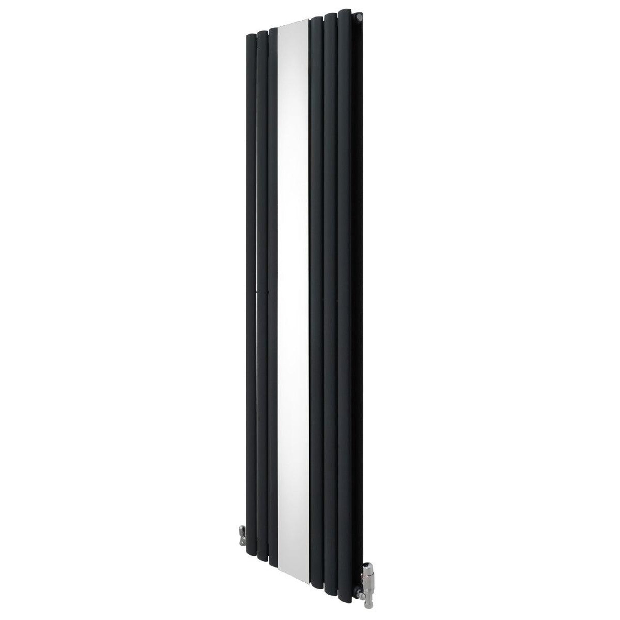 MONSTERSHOP Radiateur à colonnes ovales à miroir & vannes, panneaux - 1800 x 500 mm – gris anthracite