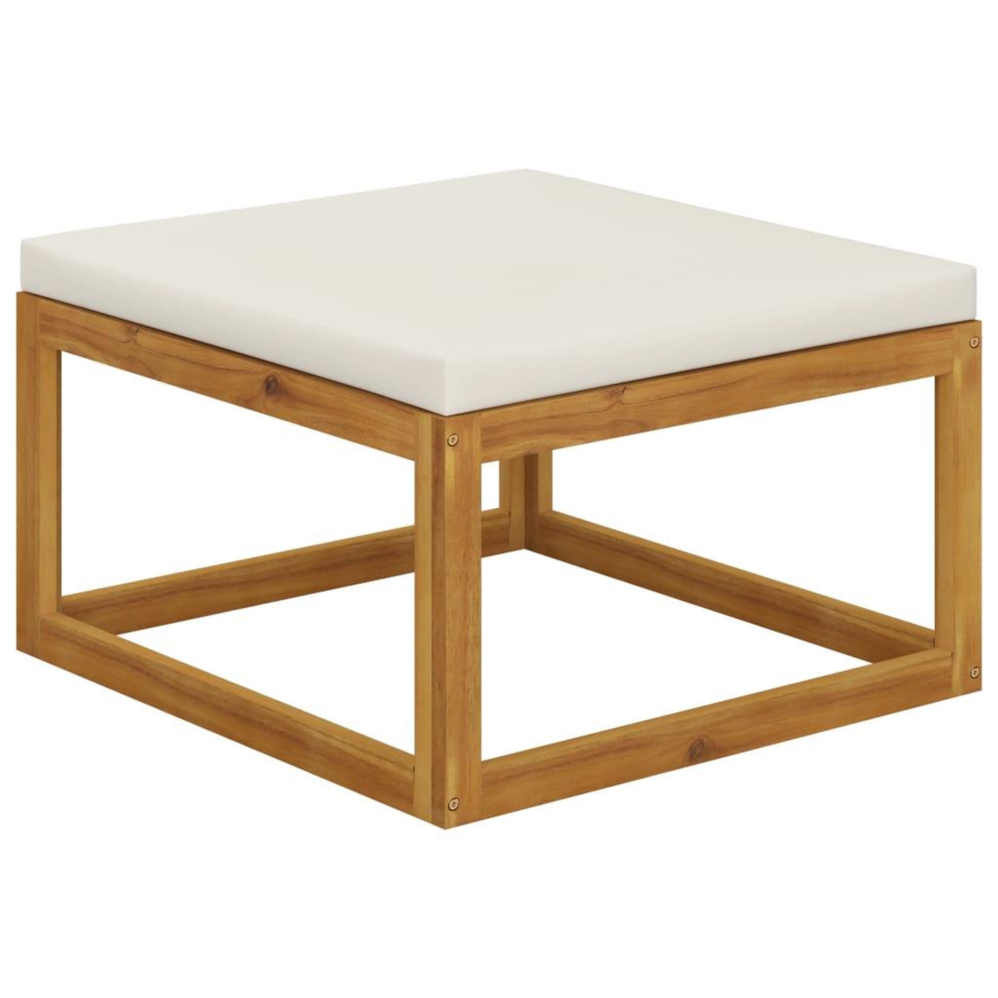 Voir la diapositive 1 : VIDAXL Repose-pied avec coussin blanc creme Bois d'acacia massif