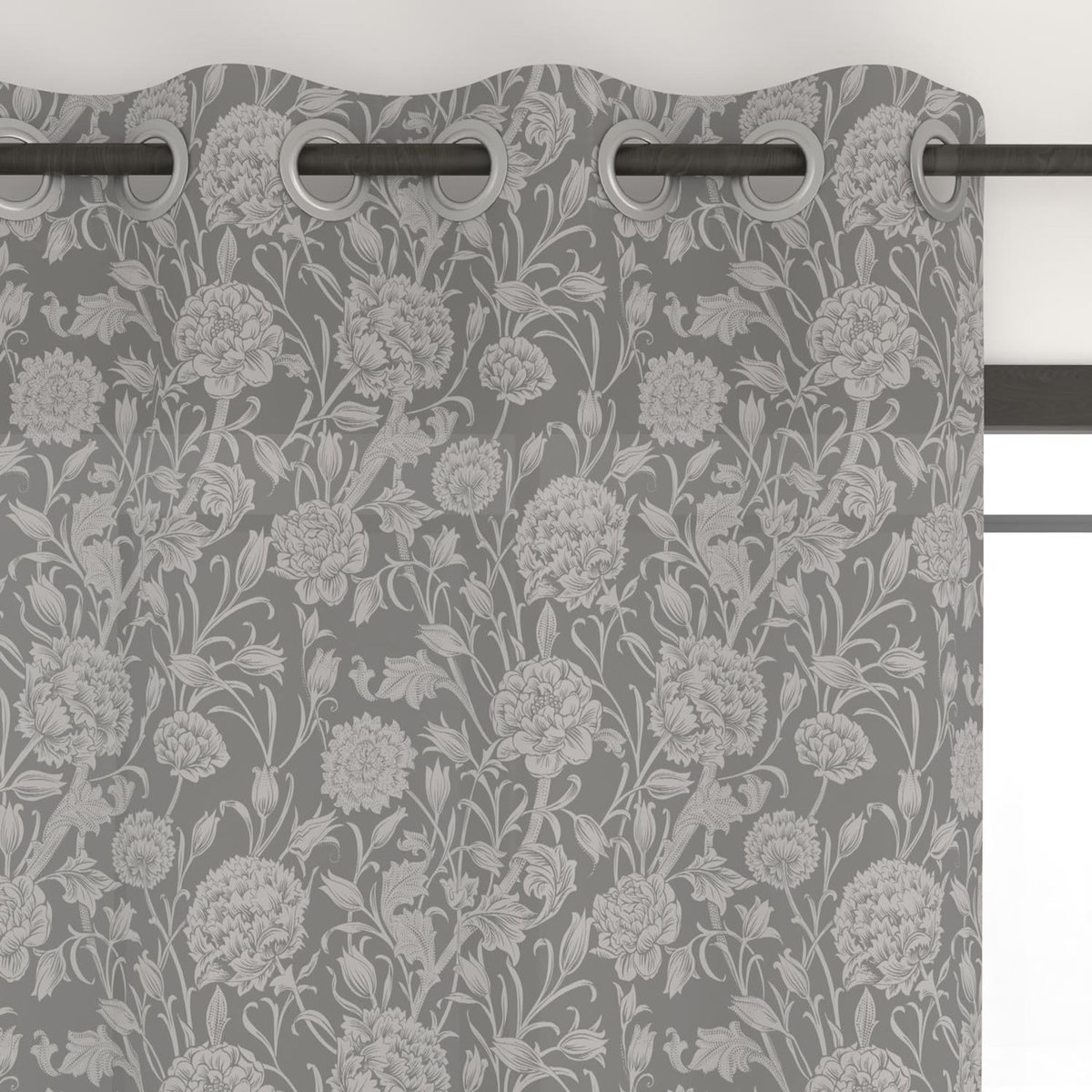 SOLEIL D'OCRE Rideau à oeillets imprimé en polycoton 135x250 cm DAHLIA, par Soleil d'Ocre