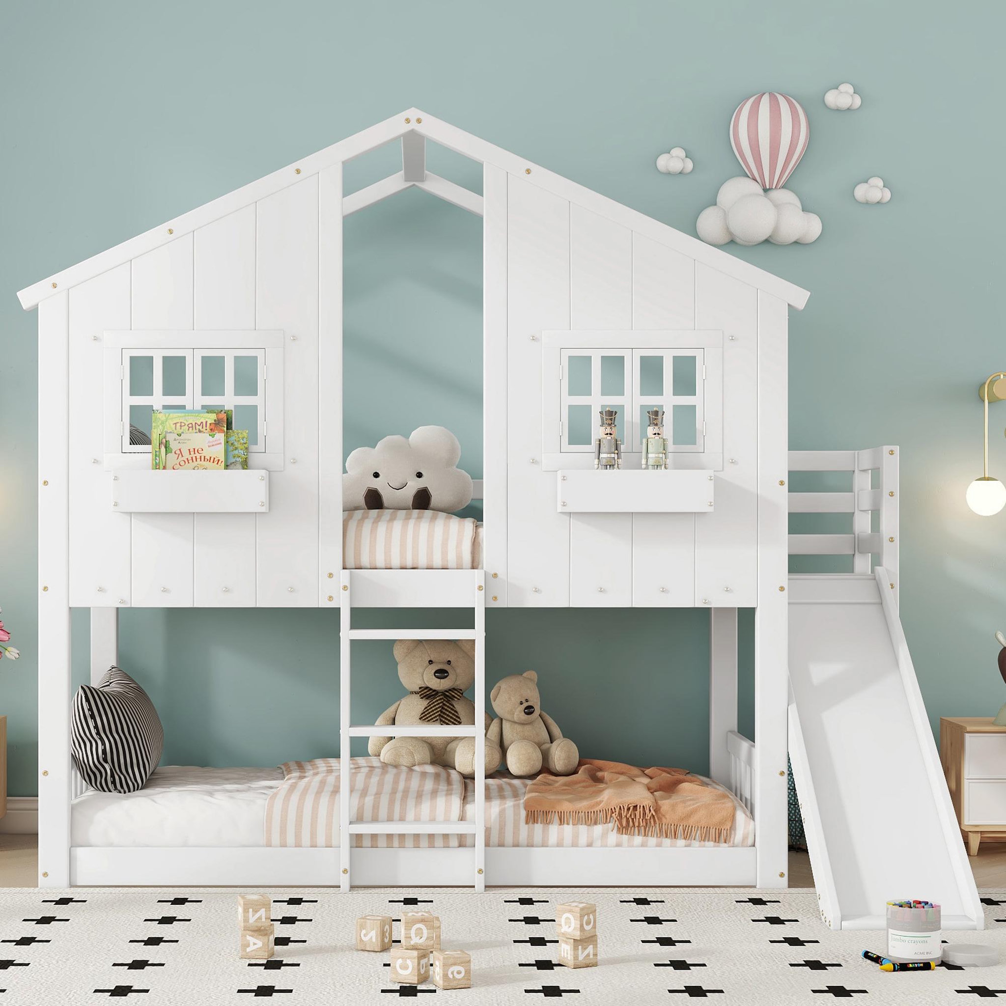 Voir la diapositive 2 : MERAX Lit superposé 90x200cm bois et mdf coloris blanc