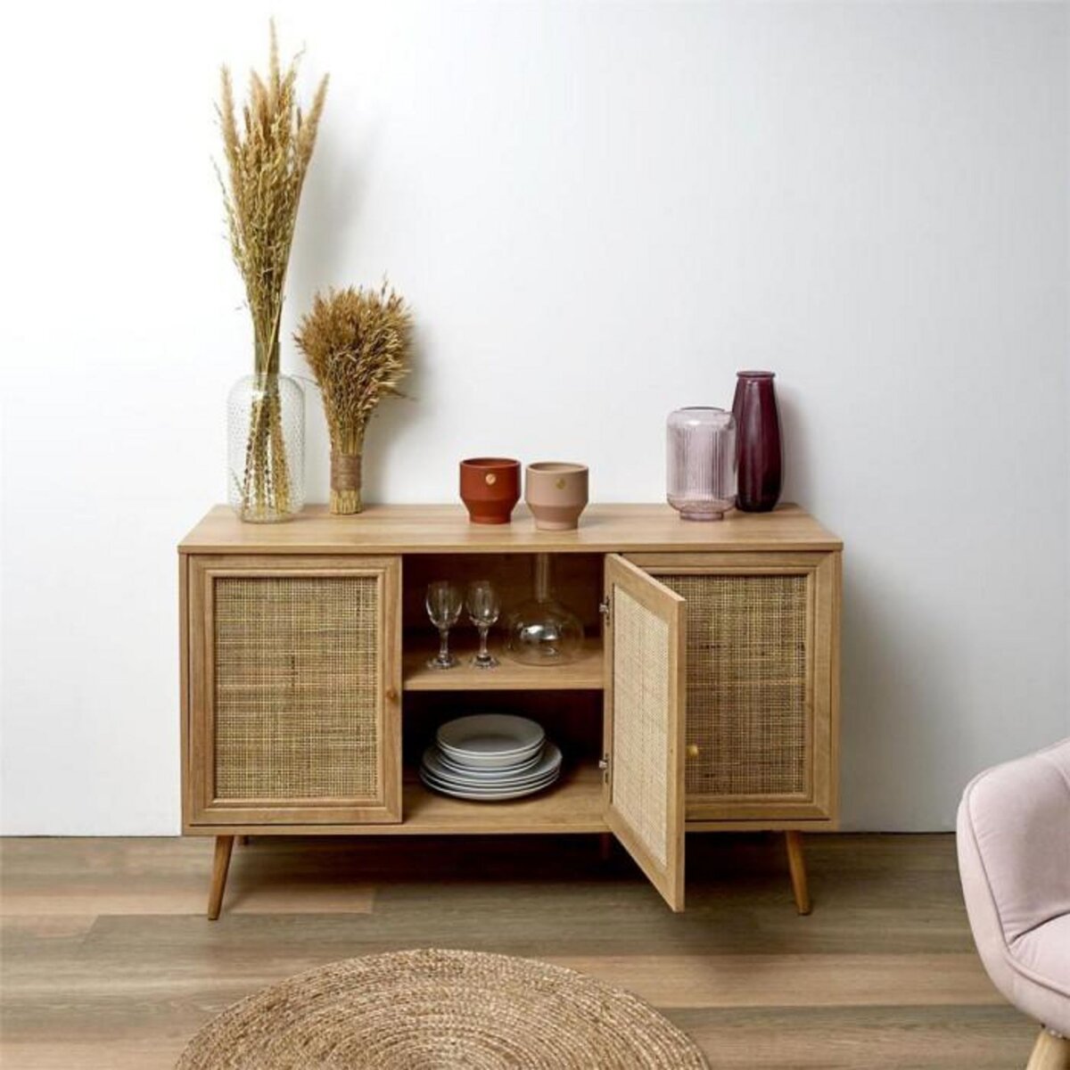 Paris Prix Buffet 3 Portes en Bois  Bali  115cm Naturel