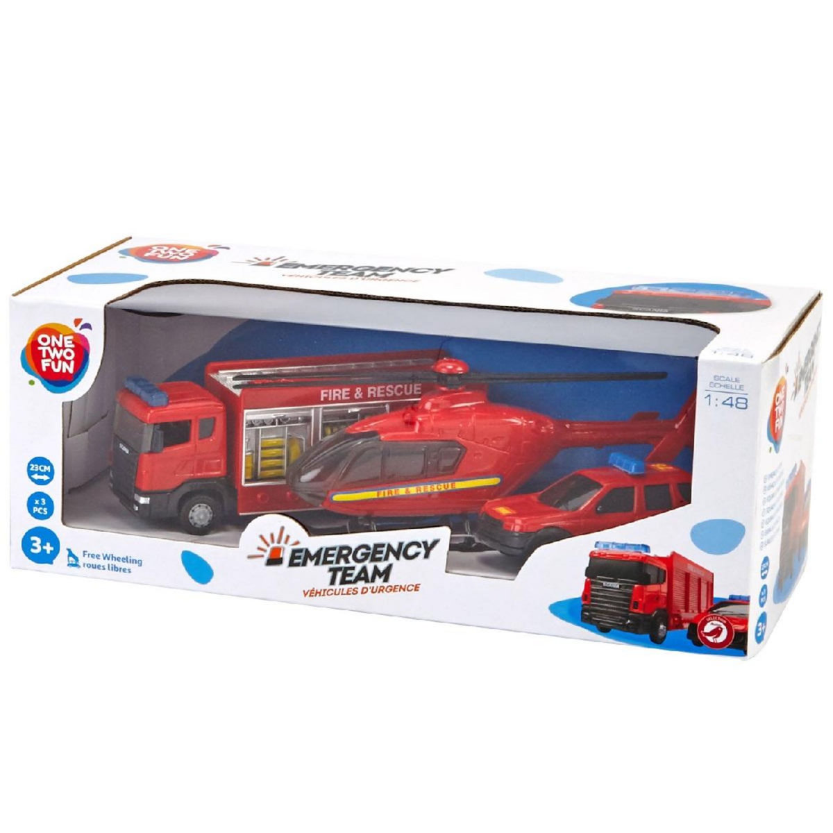One Two Fun Pack de 3 véhicules Equipe d'urgence