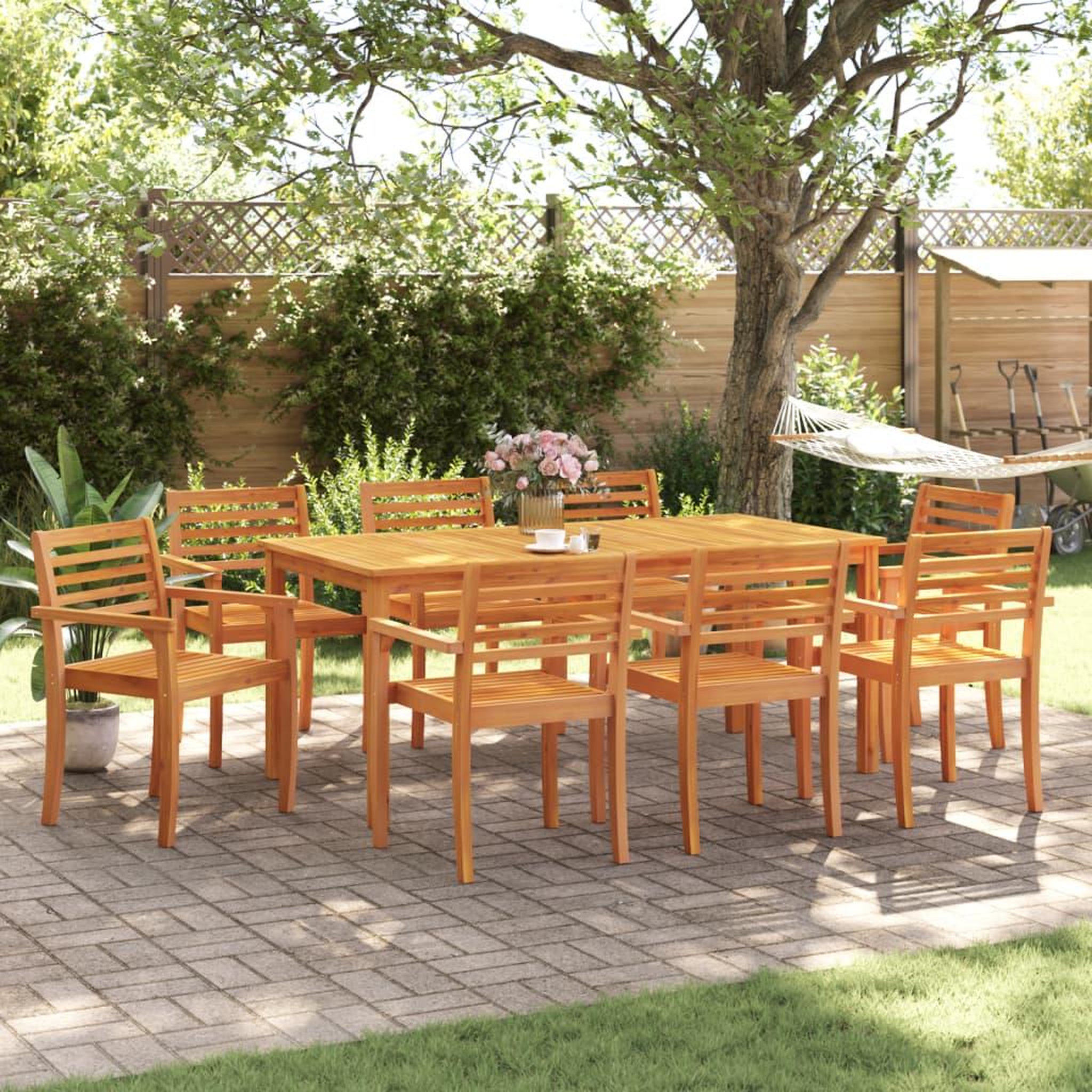 Voir la diapositive 3 : VIDAXL Chaises de jardin lot de 8 59x55x85 bois massif d'acacia