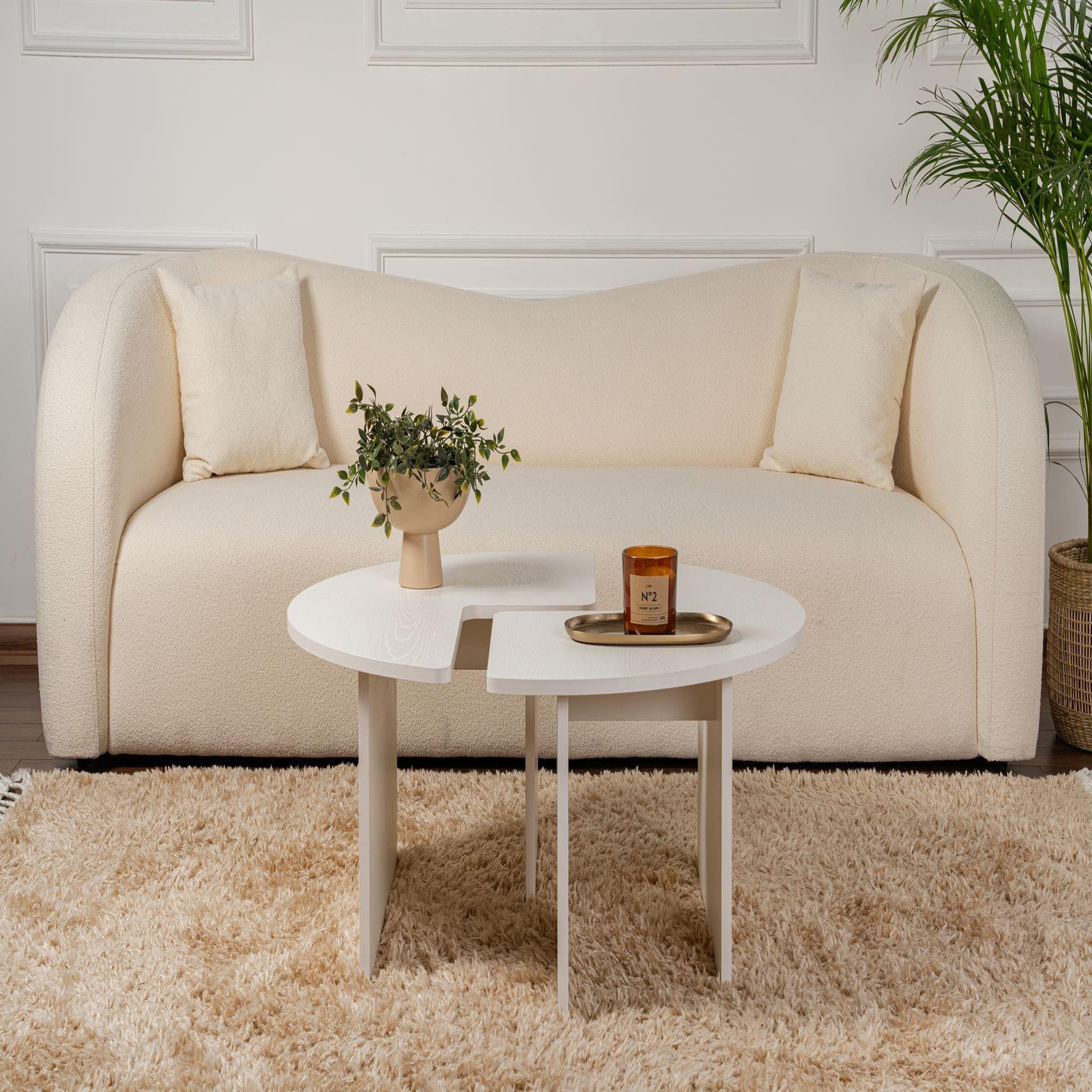 Voir la diapositive 3 : Habitat et Jardin Table basse en bois  moira  90 x 90 x 41 cm - blanc de bois