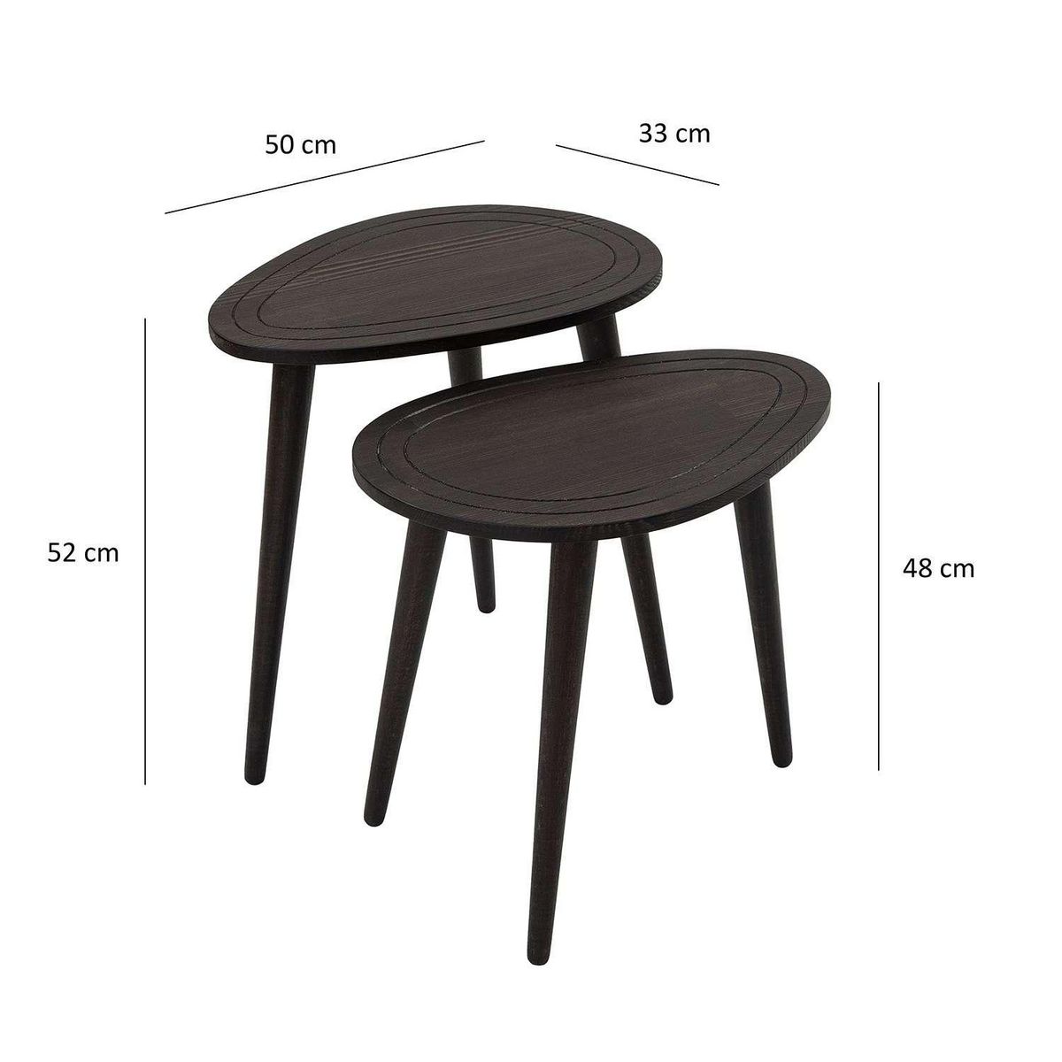TOILINUX Lot de 2 Tables d'appoint Théodore en bois massif