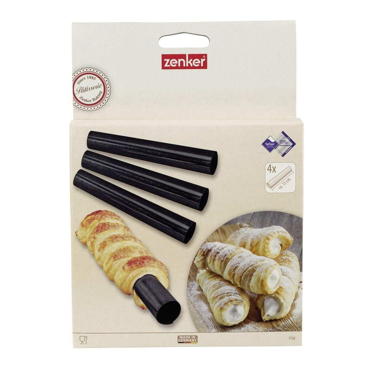 ZENKER Lot de 4 moules à gâteau en tube 13 x 2,5 cm Zenker