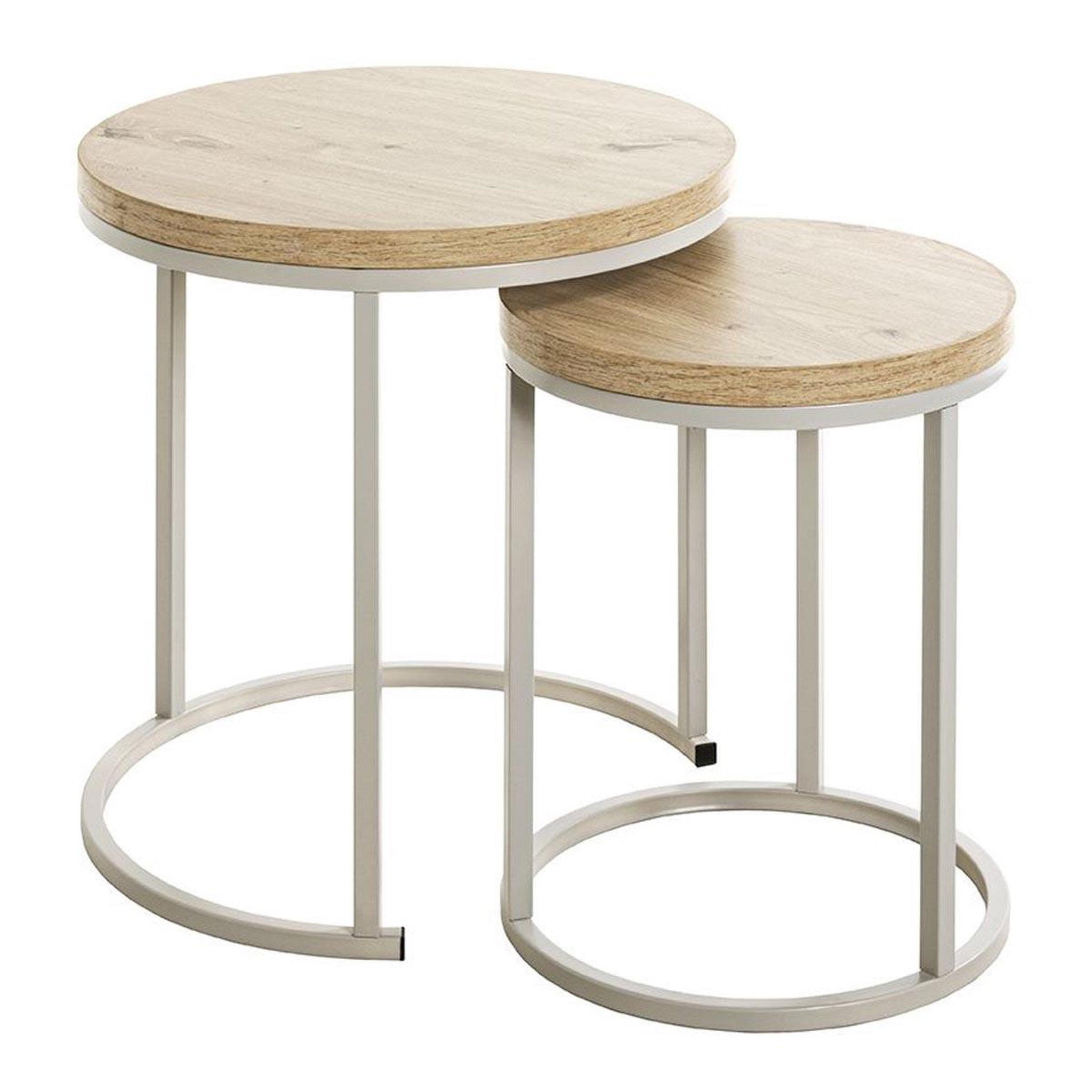 Paris Prix Lot de 2 tables d'appoint gigognes  lova  49cm naturel & gris