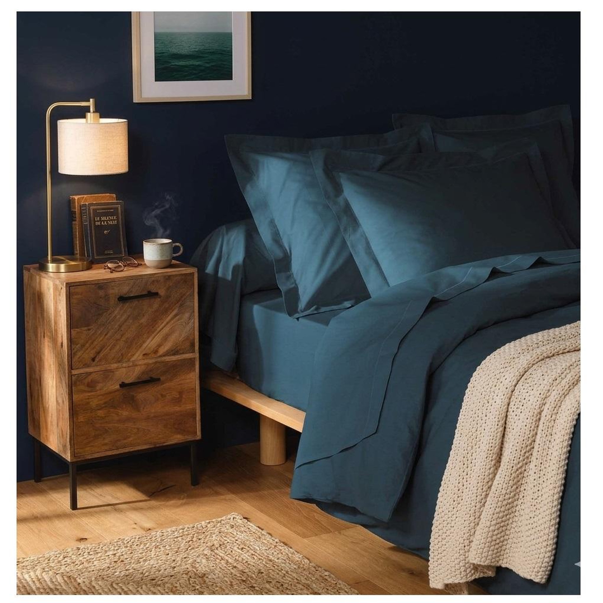 Voir la diapositive 2 : Eden Drap housse en coton line design et moderne