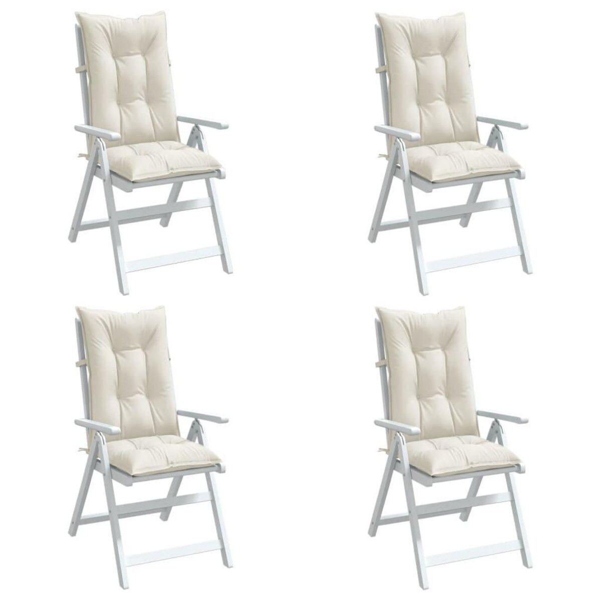 VIDAXL Coussins de chaise a dossier haut lot de 4 creme melange tissu