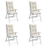 VIDAXL Coussins de chaise a dossier haut lot de 4 creme melange tissu