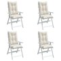 Voir la diapositive 1 : VIDAXL Coussins de chaise a dossier haut lot de 4 creme melange tissu