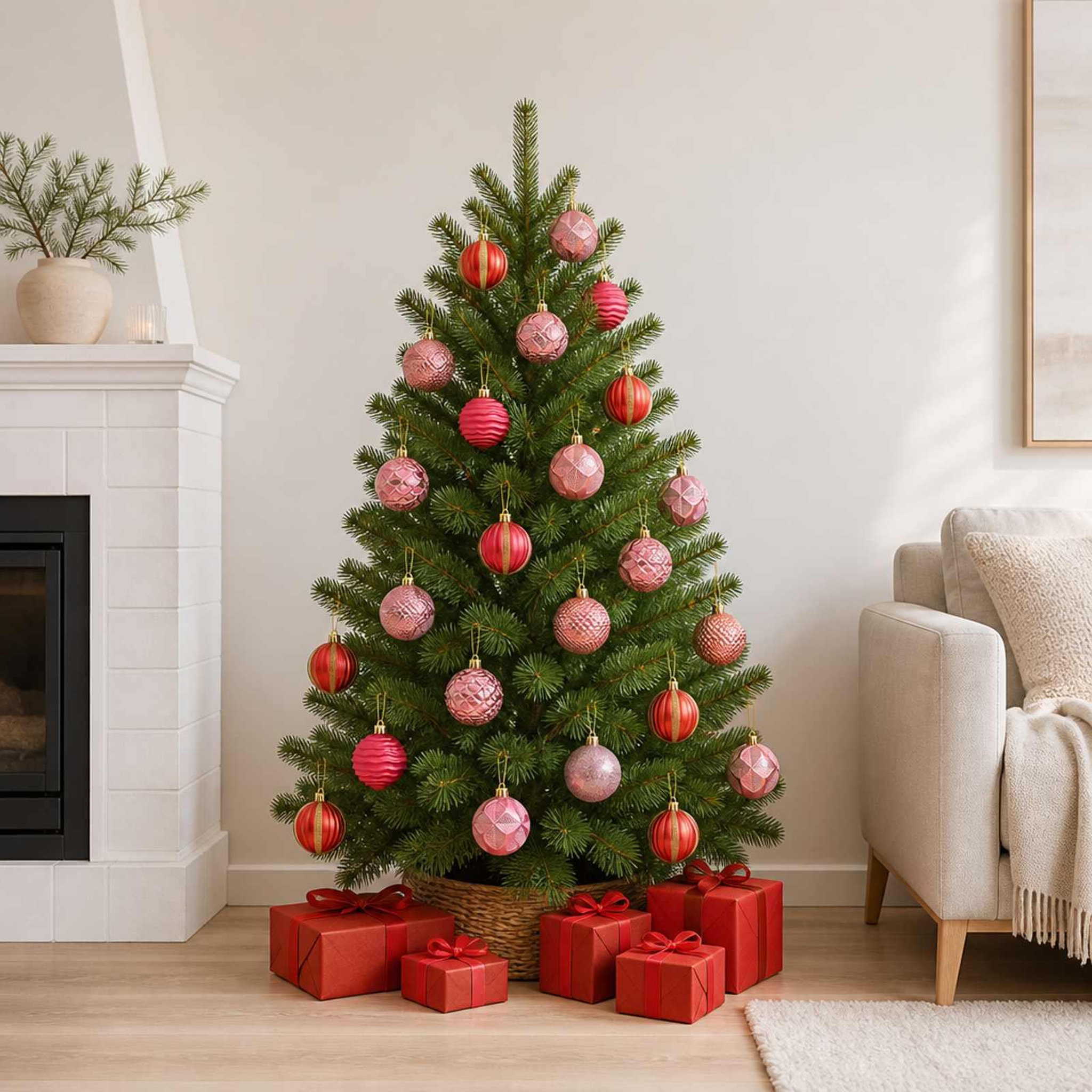 Voir la diapositive 2 : VIDAXL Ensemble de boules de Noël 36 pc Rose et vieux rose Diam. 6 cm