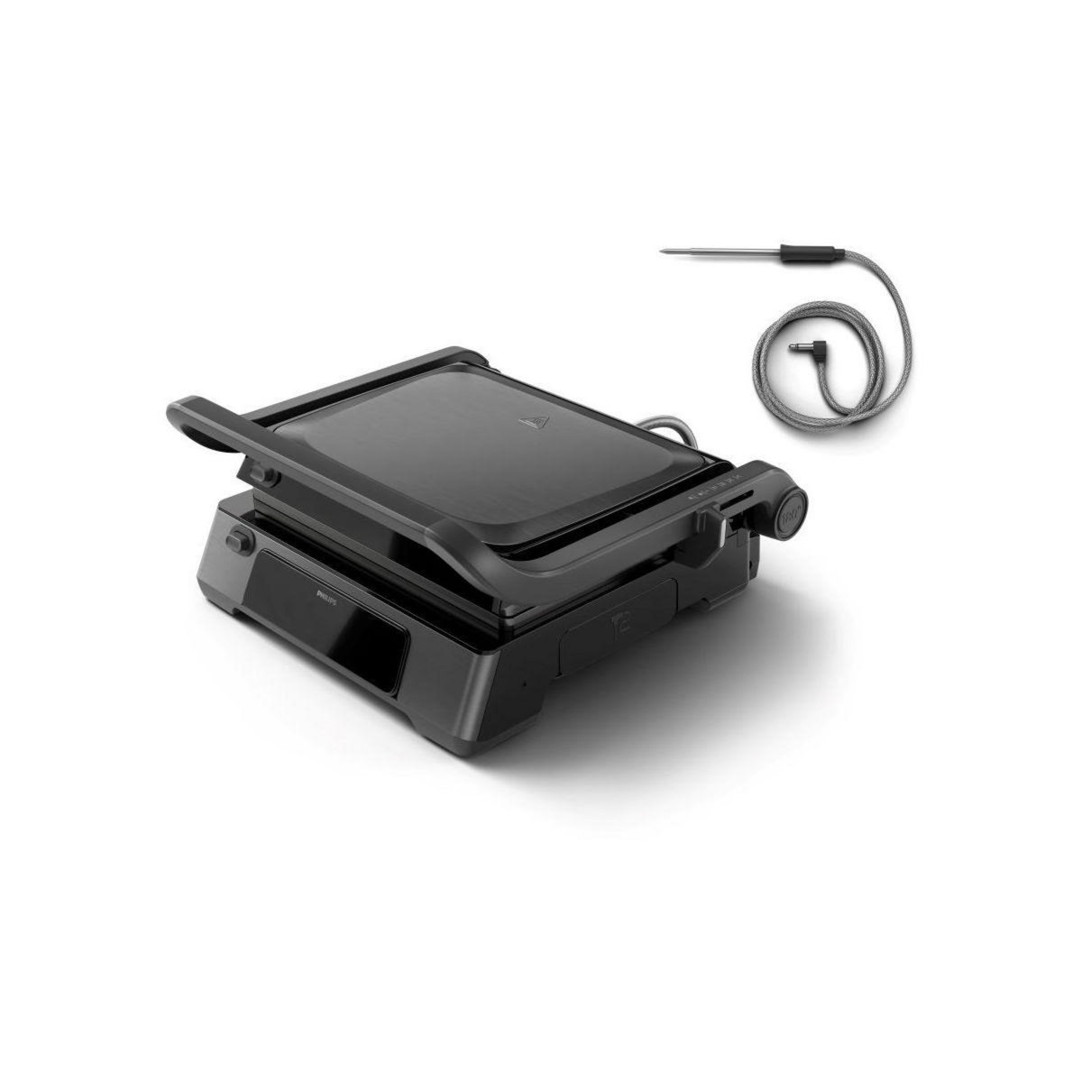 Philips Grille-viande 7000 Series HD6307/70 noir sonde de cuisson, plaques amovibles, à poser, 40x40 cm