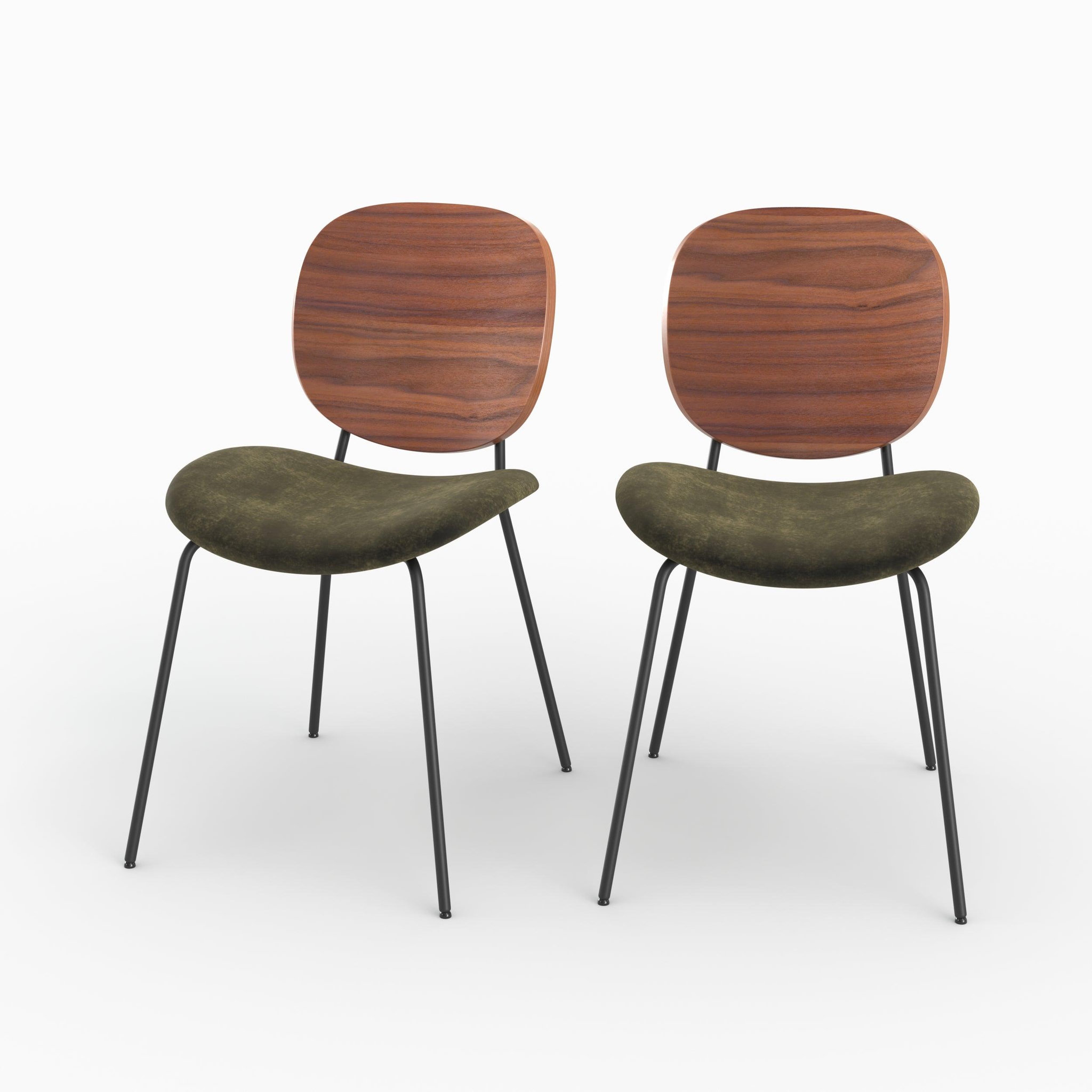 MAISON PAVANE Lot de 2 chaises en velours vert kaki-simone