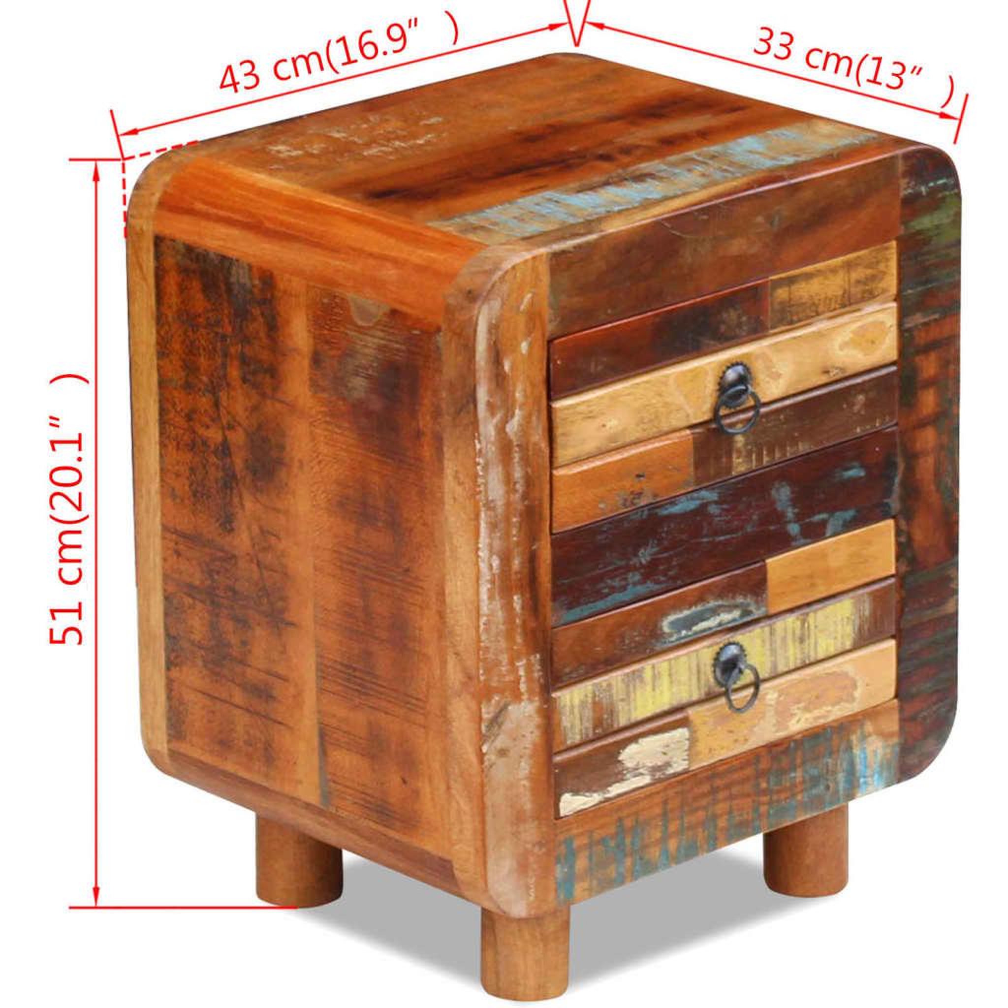 Voir la diapositive 5 : VIDAXL Table de chevet bois de recuperation massif 43x33x51 cm