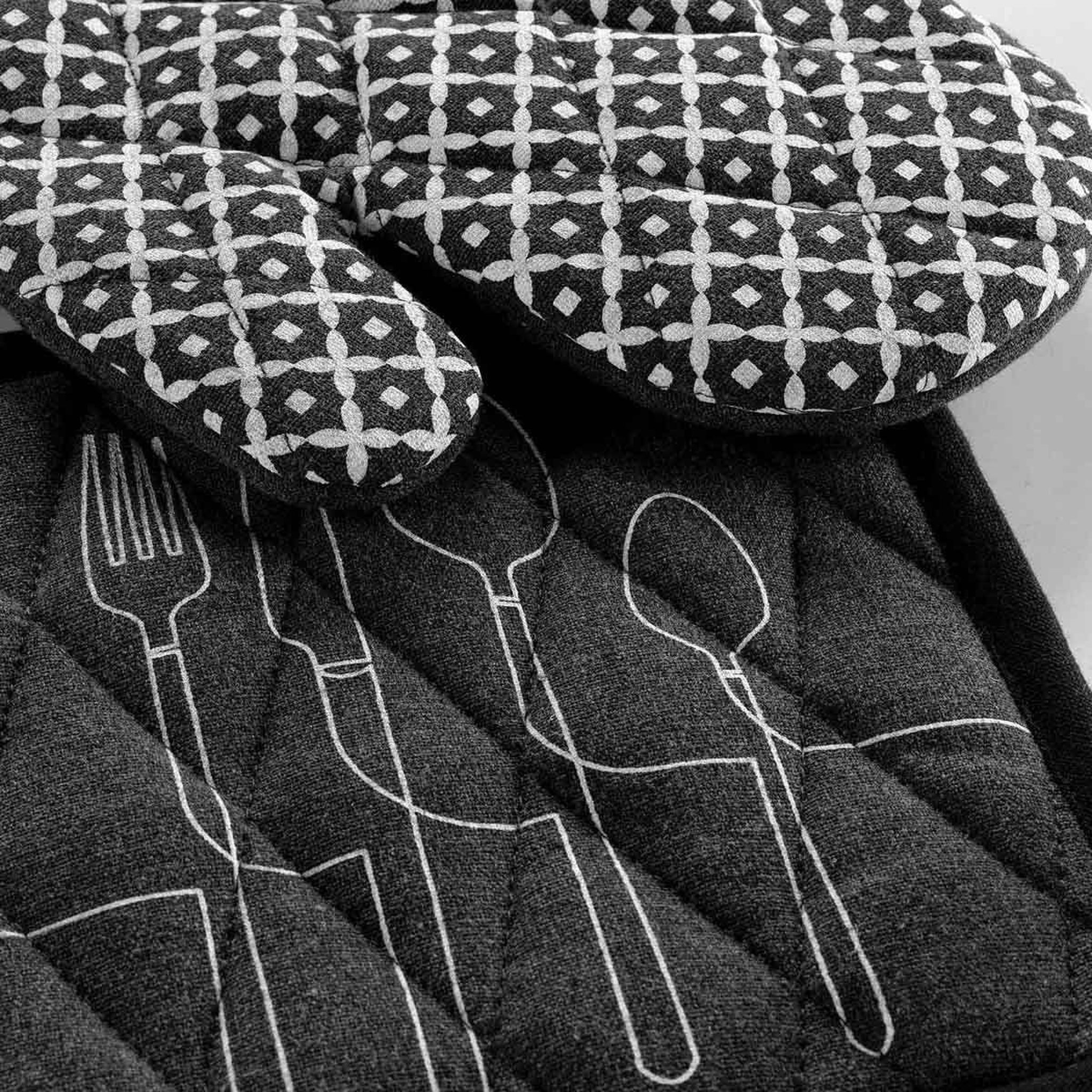 Voir la diapositive 2 : Douceur d'Intérieur Gant & manique coton  cuisiline  28cm anthracite