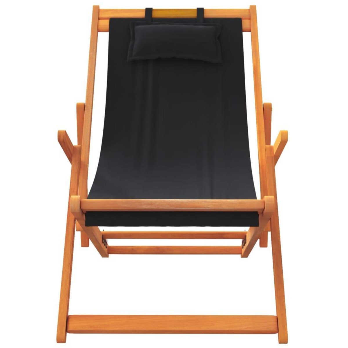 VIDAXL Chaises de plage pliables lot de 2 noir tissu