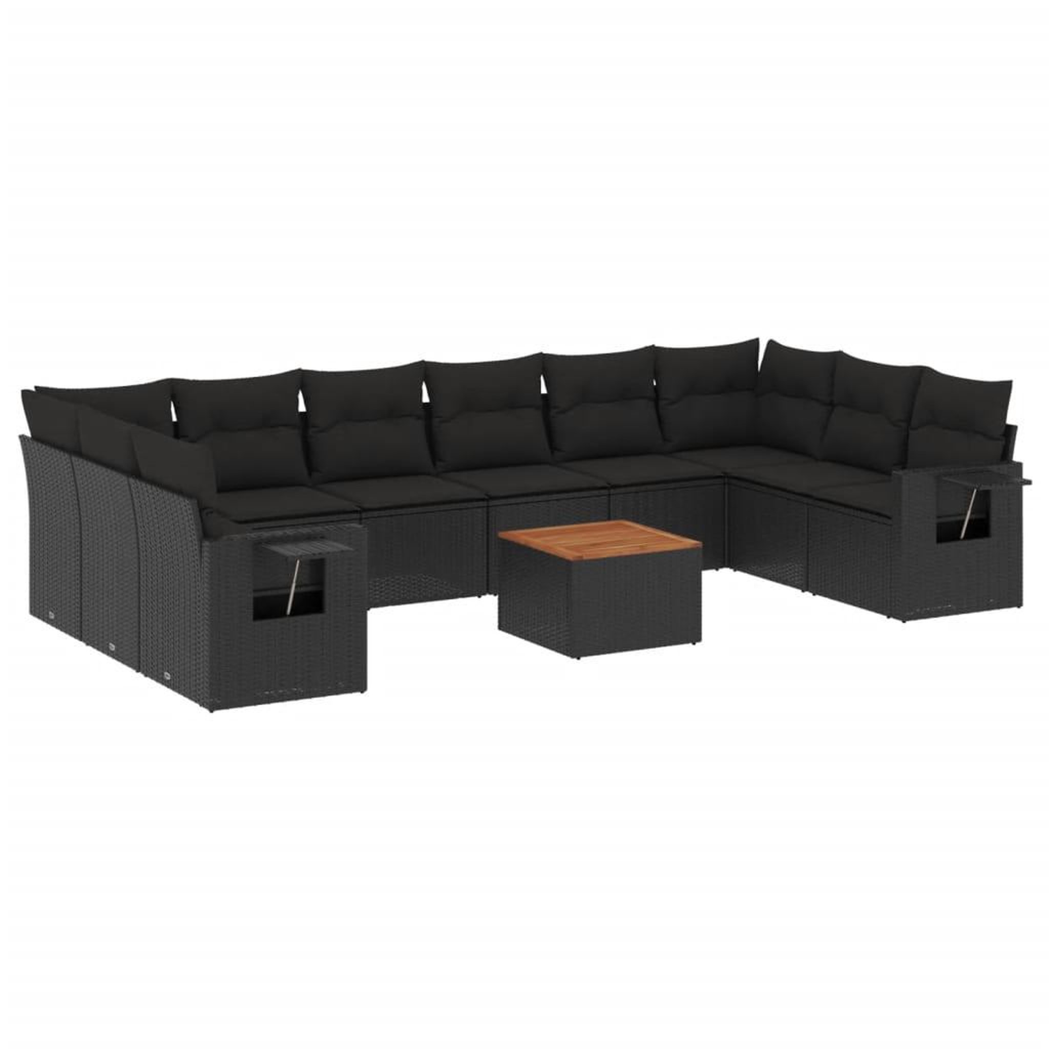 Voir la diapositive 2 : VIDAXL Salon de jardin 11 pcs avec coussins noir resine tressee
