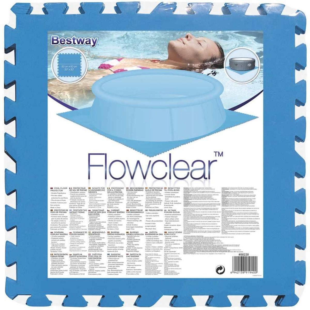 BESTWAY Bestway Protecteurs de plancher de piscine 8 pcs Bleu 58220