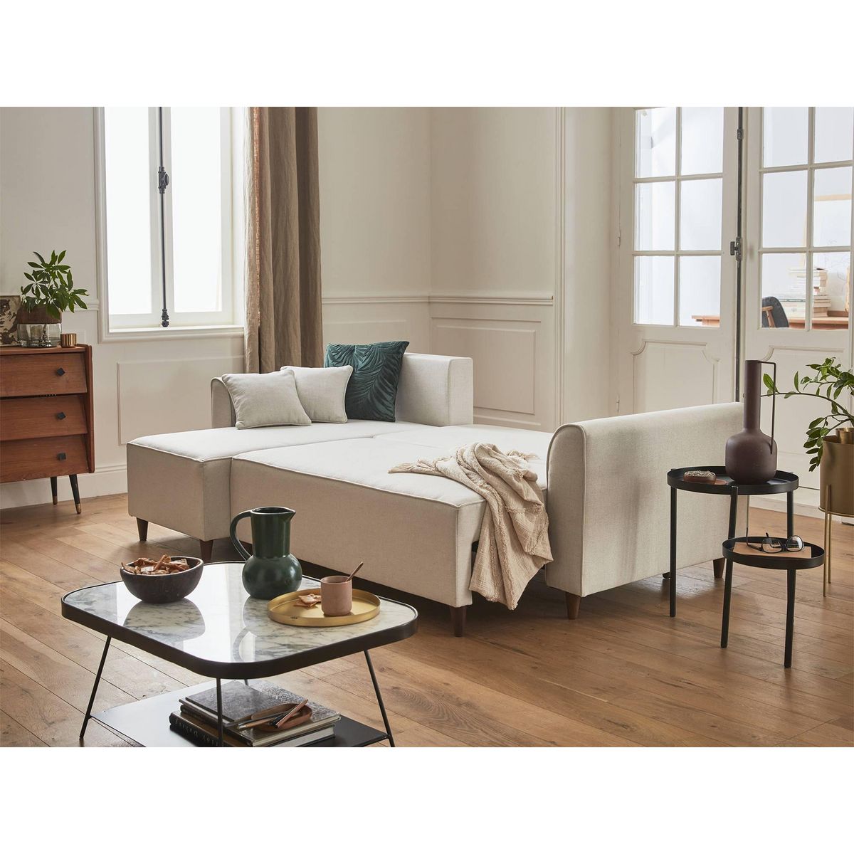 BEST MOBILIER Saphir - canapé d'angle réversible 4 places - convertible - avec coffre - en tissu