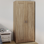 Voir la diapositive 2 : ID MARKET Armoire 2 portes VITO hêtre penderie 80 cm avec étagères rangement maxi capacité